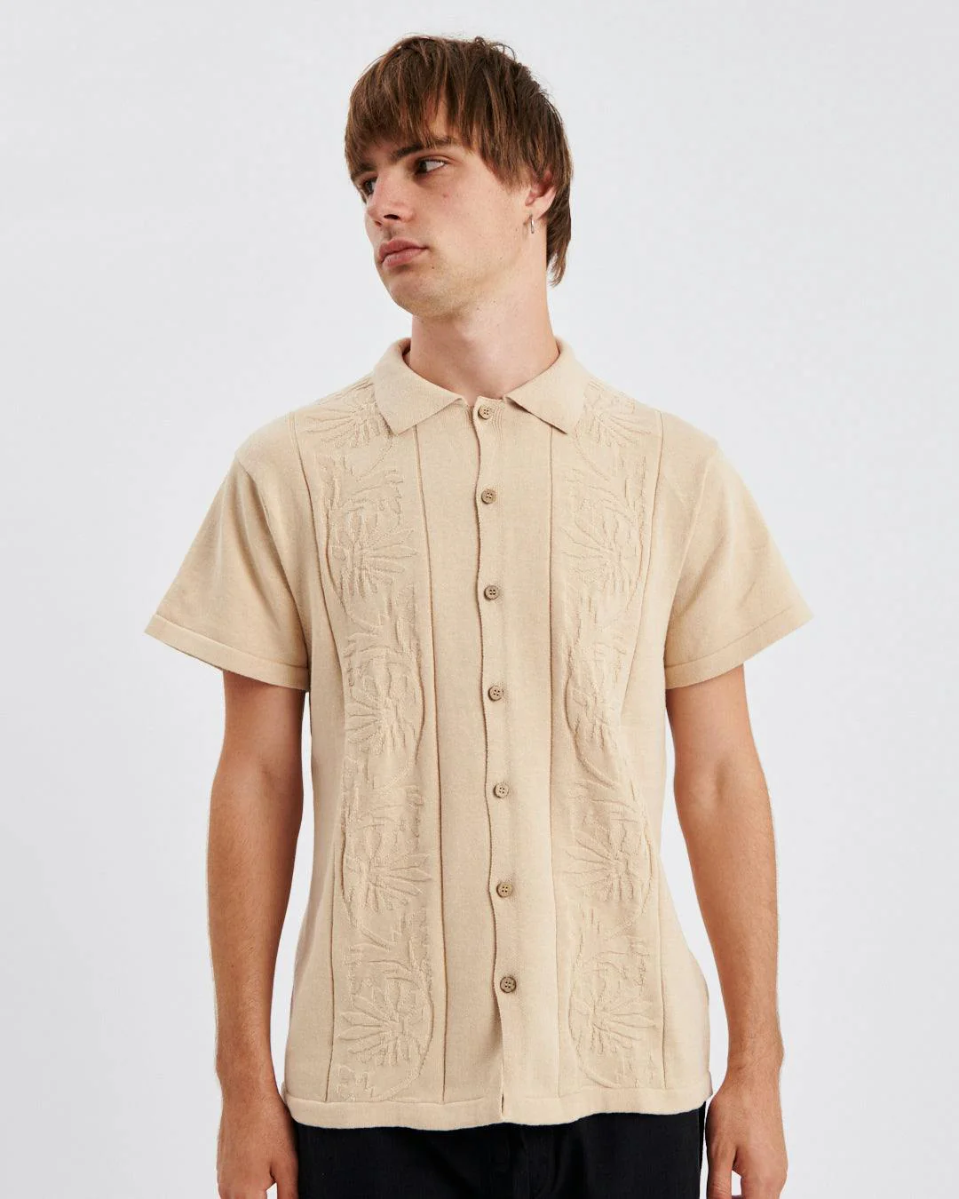 Access Knit Shirt - Oatmeal - Image 5