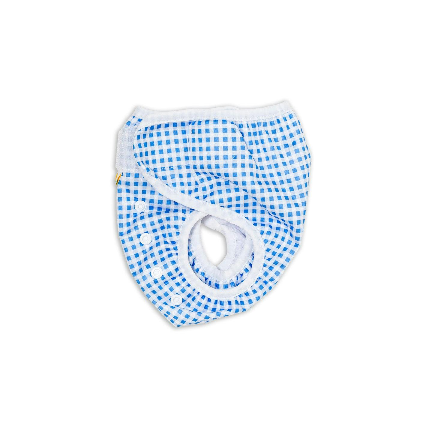 Adjustable Reusable Swim Nappy and Wet Bag - Blue Gingham Check - Image 12
