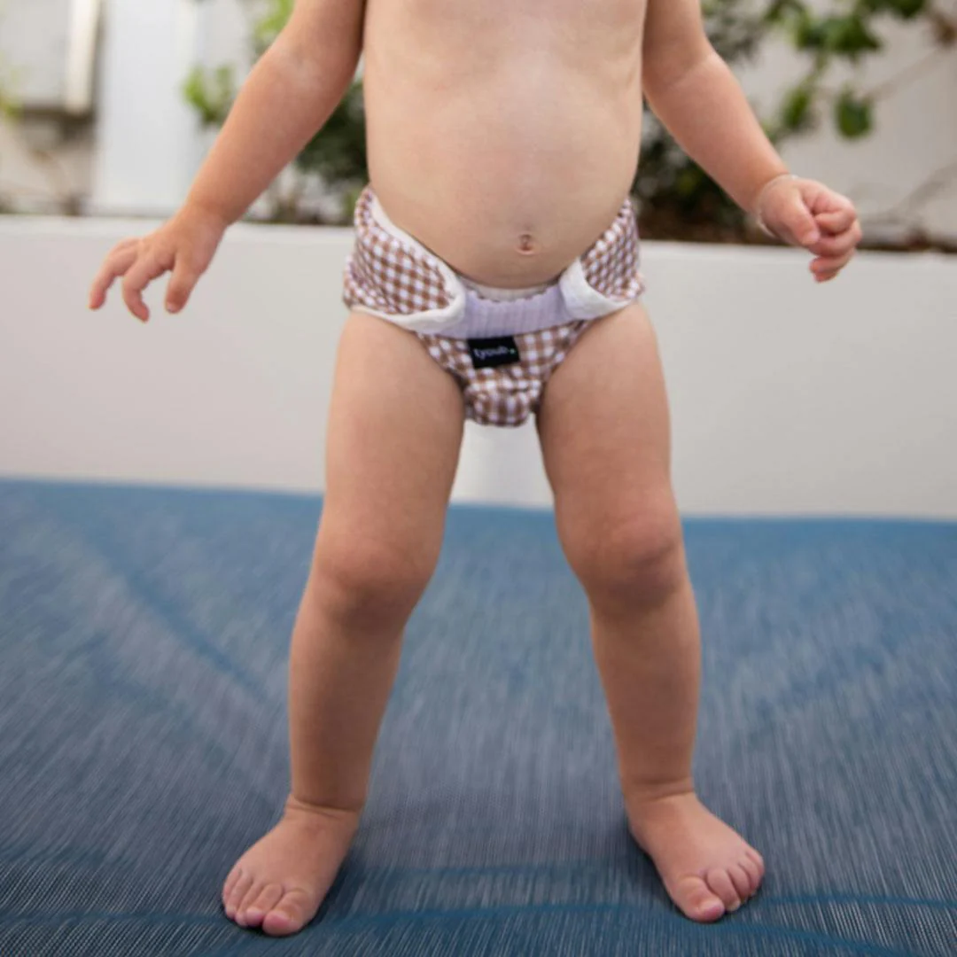 Adjustable Reusable Swim Nappy and Wet Bag - Fawn Gingham Check - Image 5