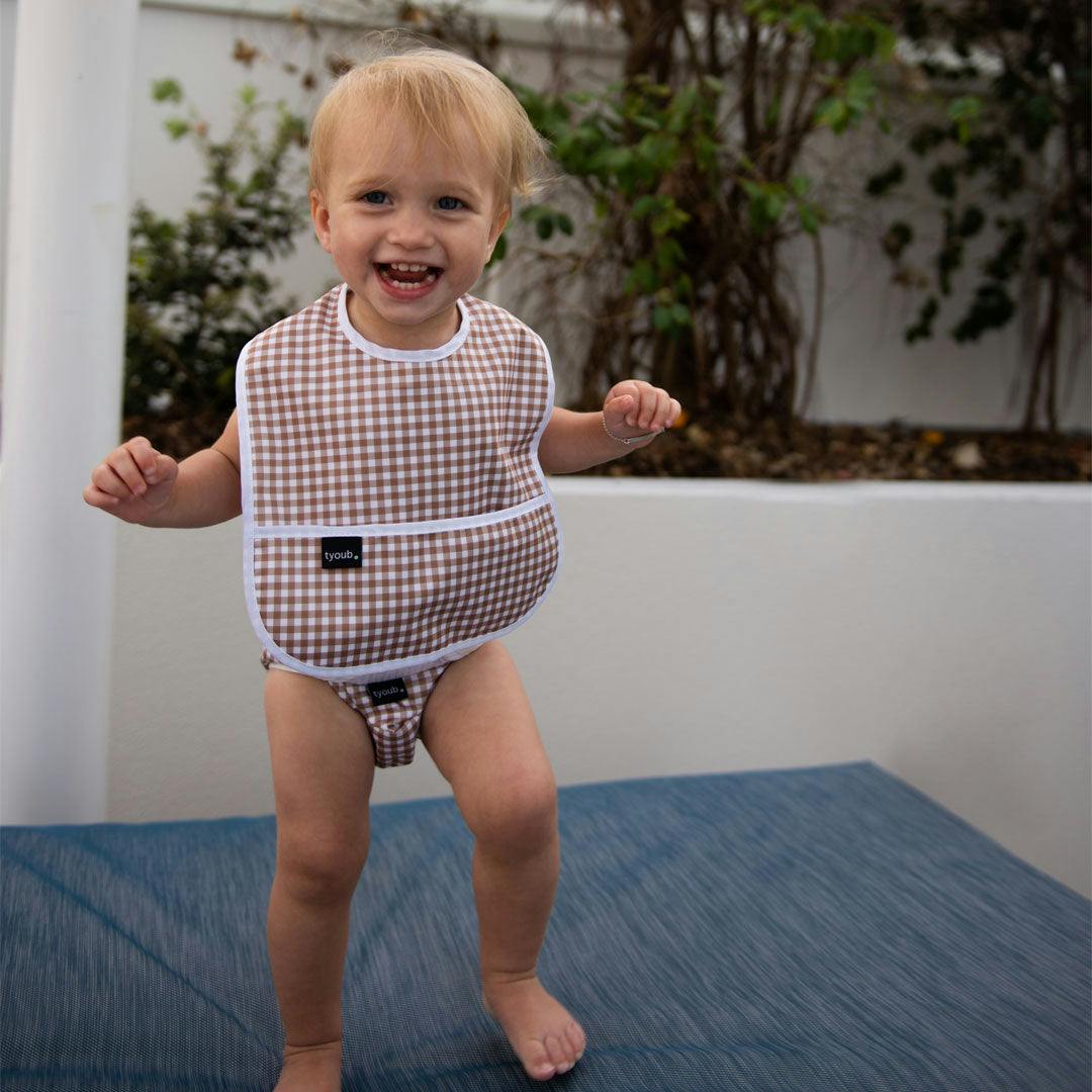 Adjustable Reusable Swim Nappy and Wet Bag - Fawn Gingham Check - Image 6