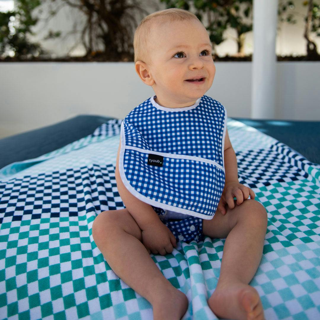 Baby Bib Tyoub Stay-dry - Blue Gingham - Image 3