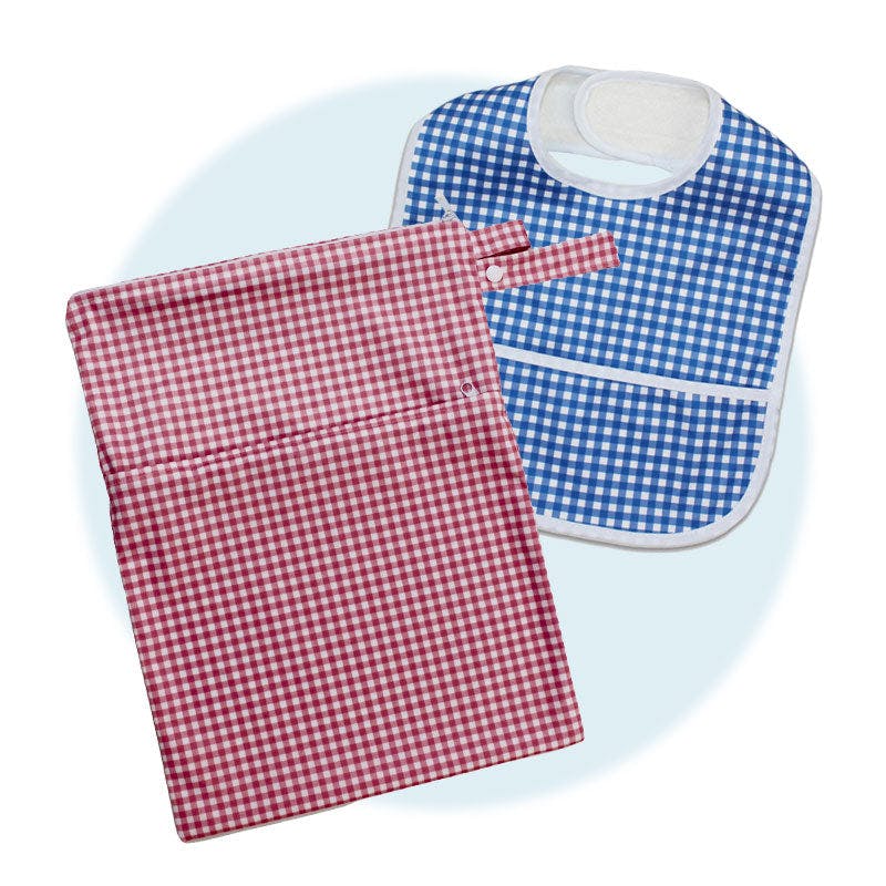 Baby Bib Tyoub Stay-dry - Blue Gingham - Image 4