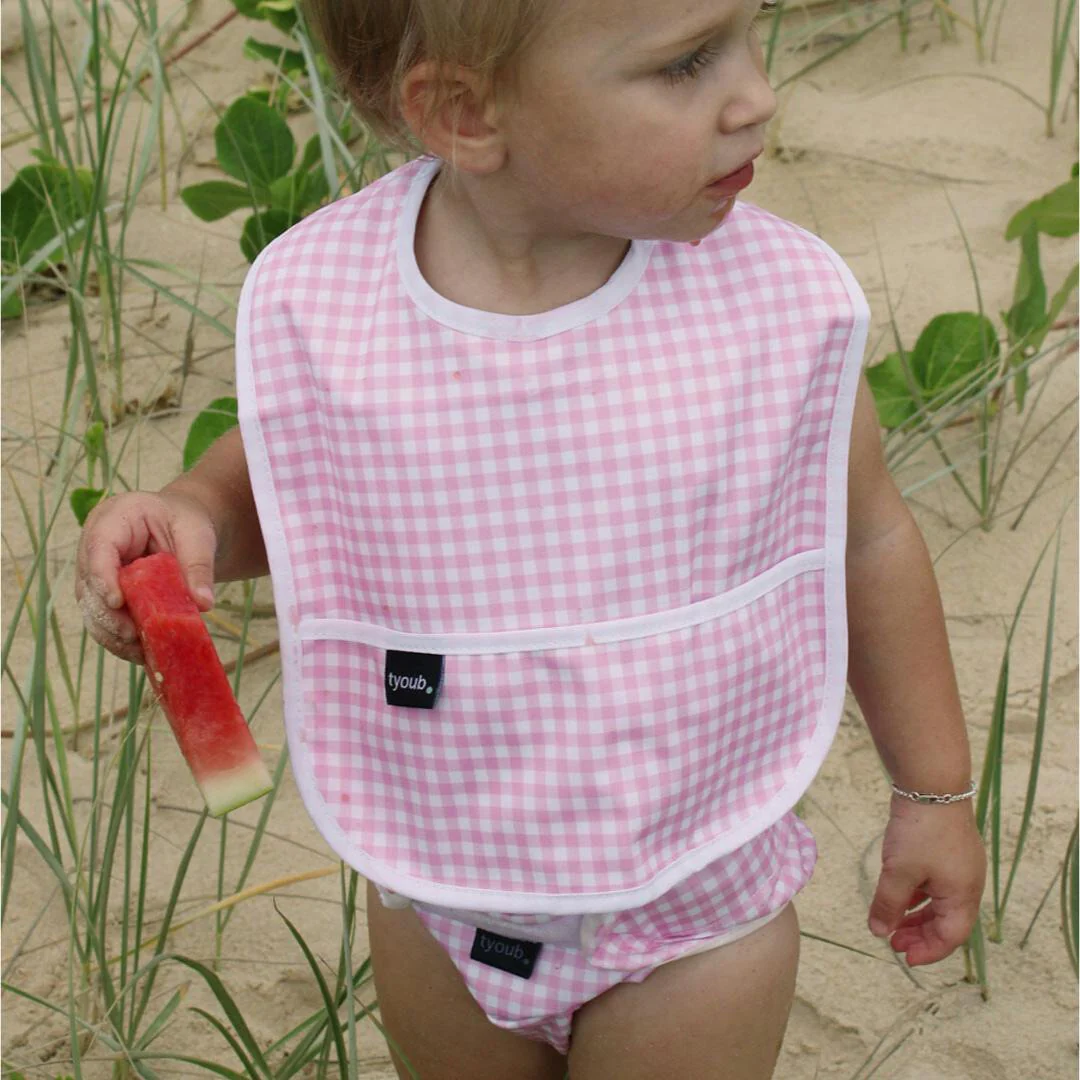 Baby Bib Tyoub Stay-dry - Pink Gingham - Image 5
