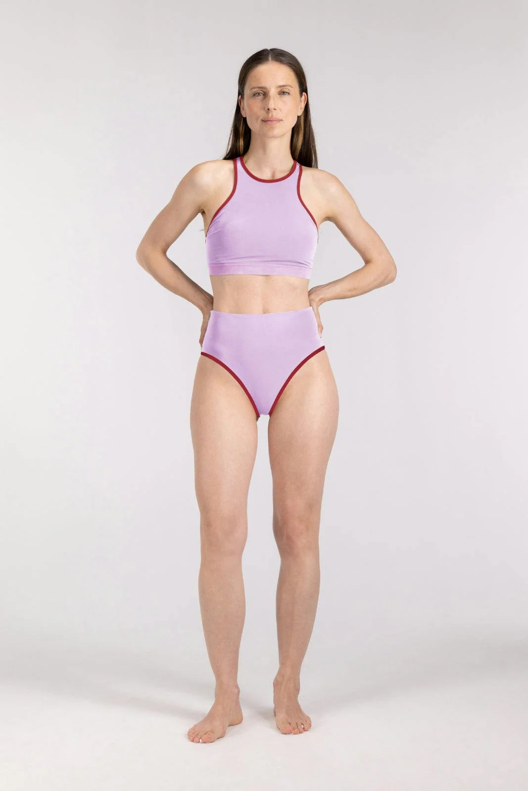 Bikini Bottom High Waist ― Lilac / Red - Image 9