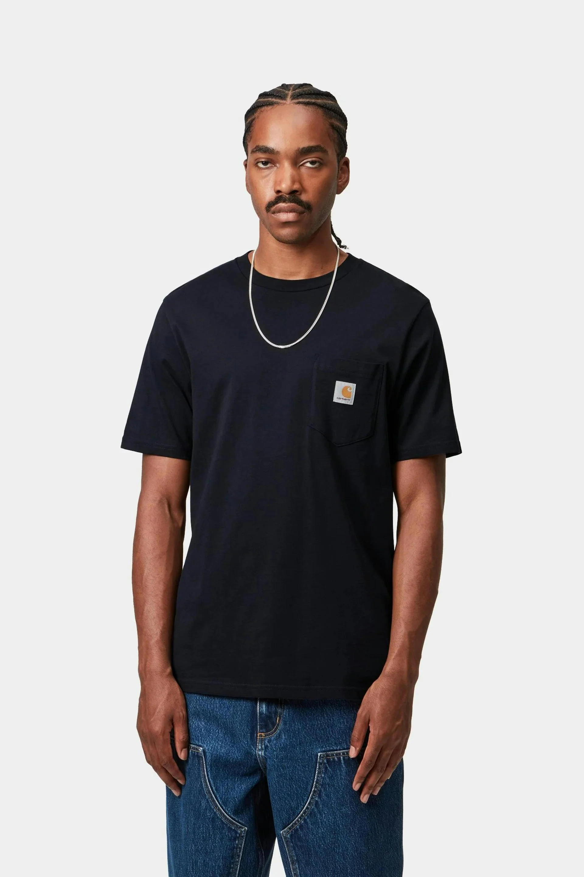Carhartt WIP S/S Pocket T-Shirt in Dark Navy - Image 3