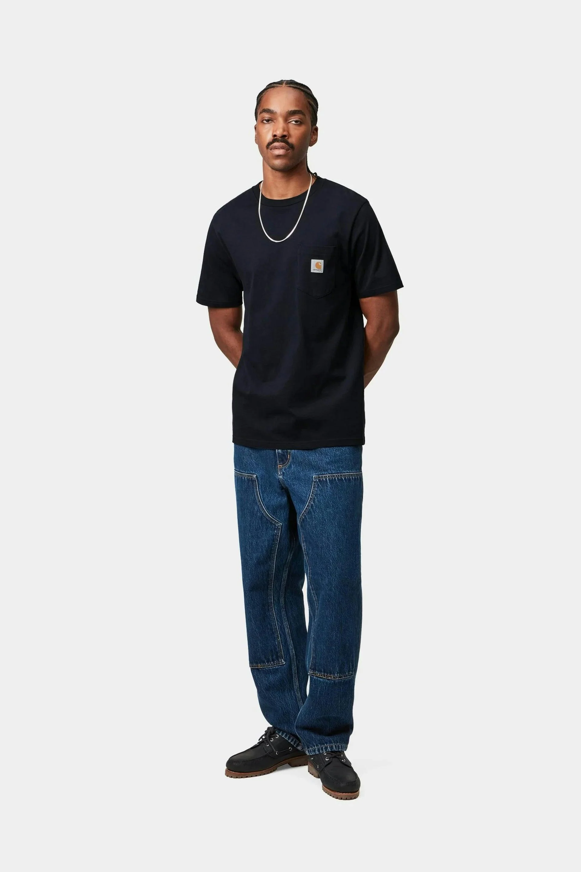 Carhartt WIP S/S Pocket T-Shirt in Dark Navy - Image 5