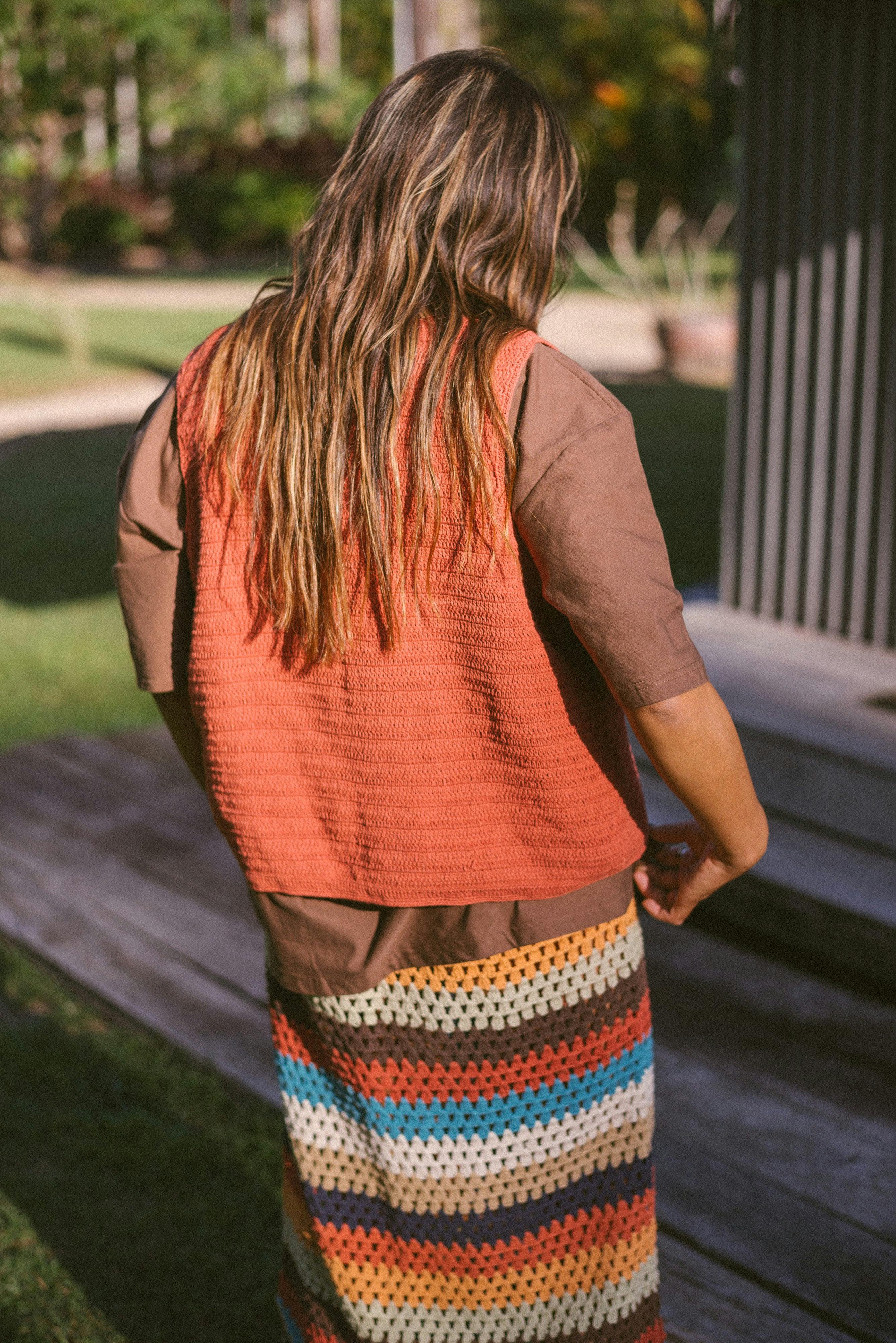 Crochet Tie Vest in Rust - Image 3