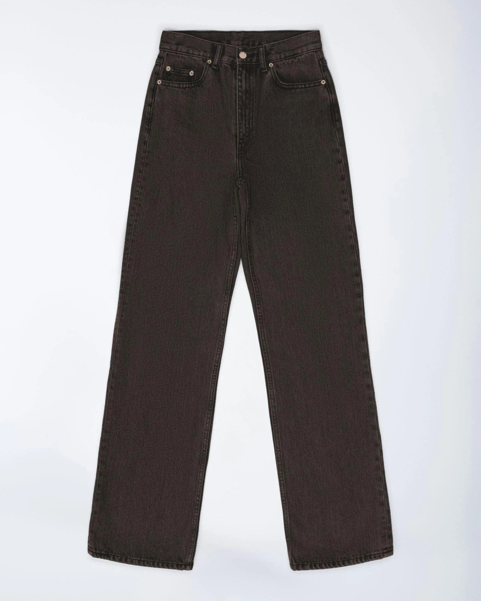 Echo High Straight Jeans PETITE - Tar Jet Brown - Image 7