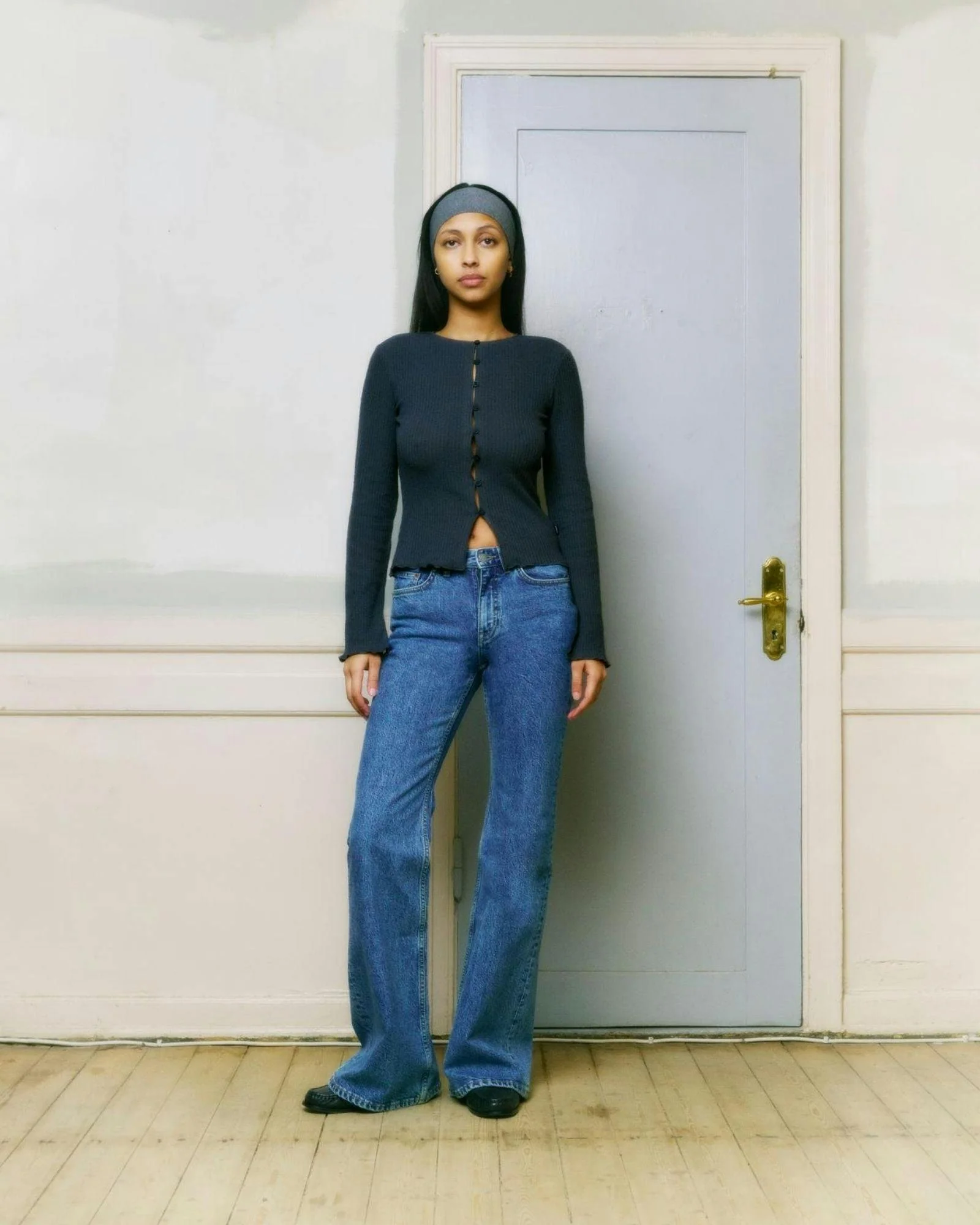 Erica Button Rib Top – Asphalt Grey - Image 6