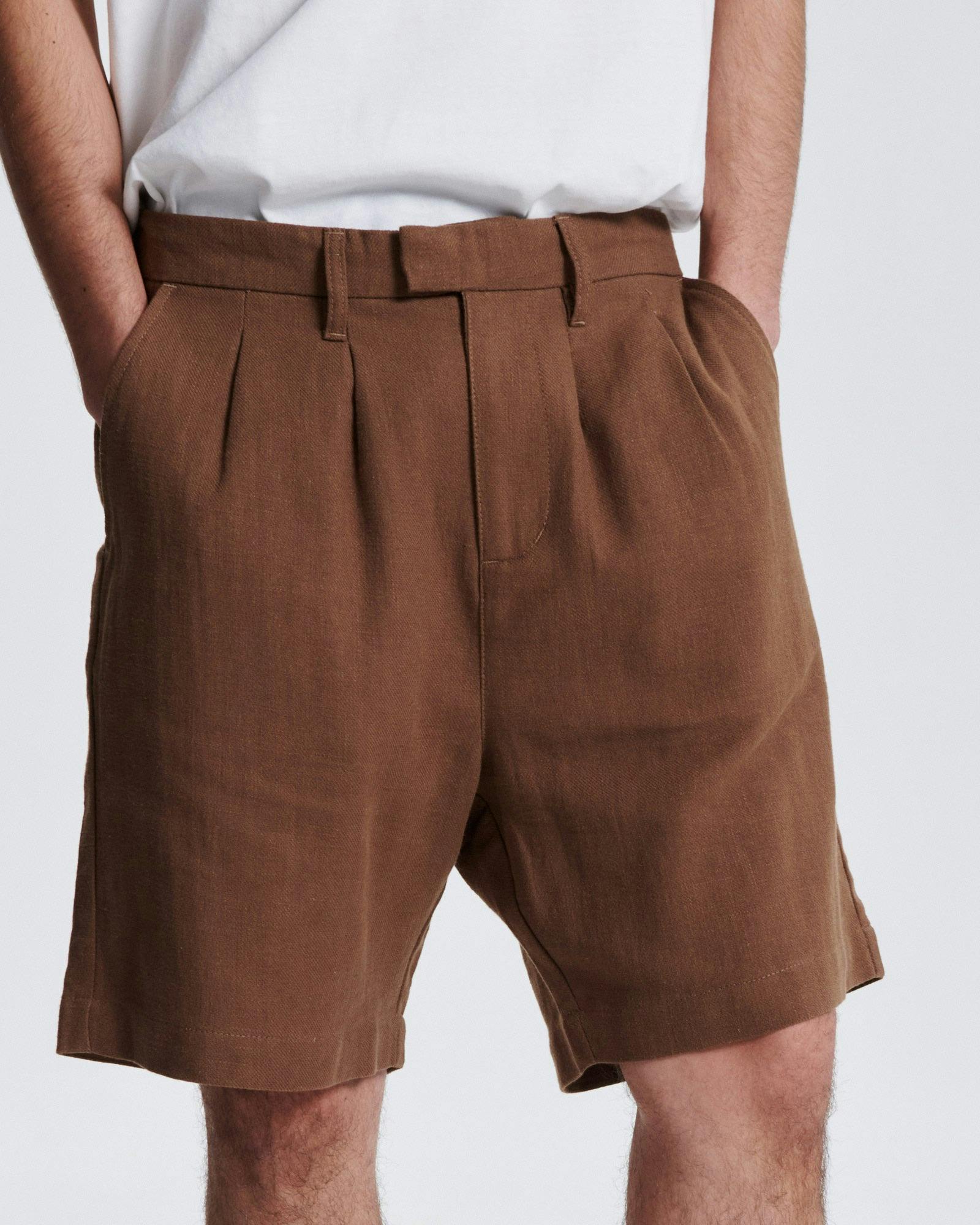 Harro Linen Pleat Short - Tobacco - Image 5