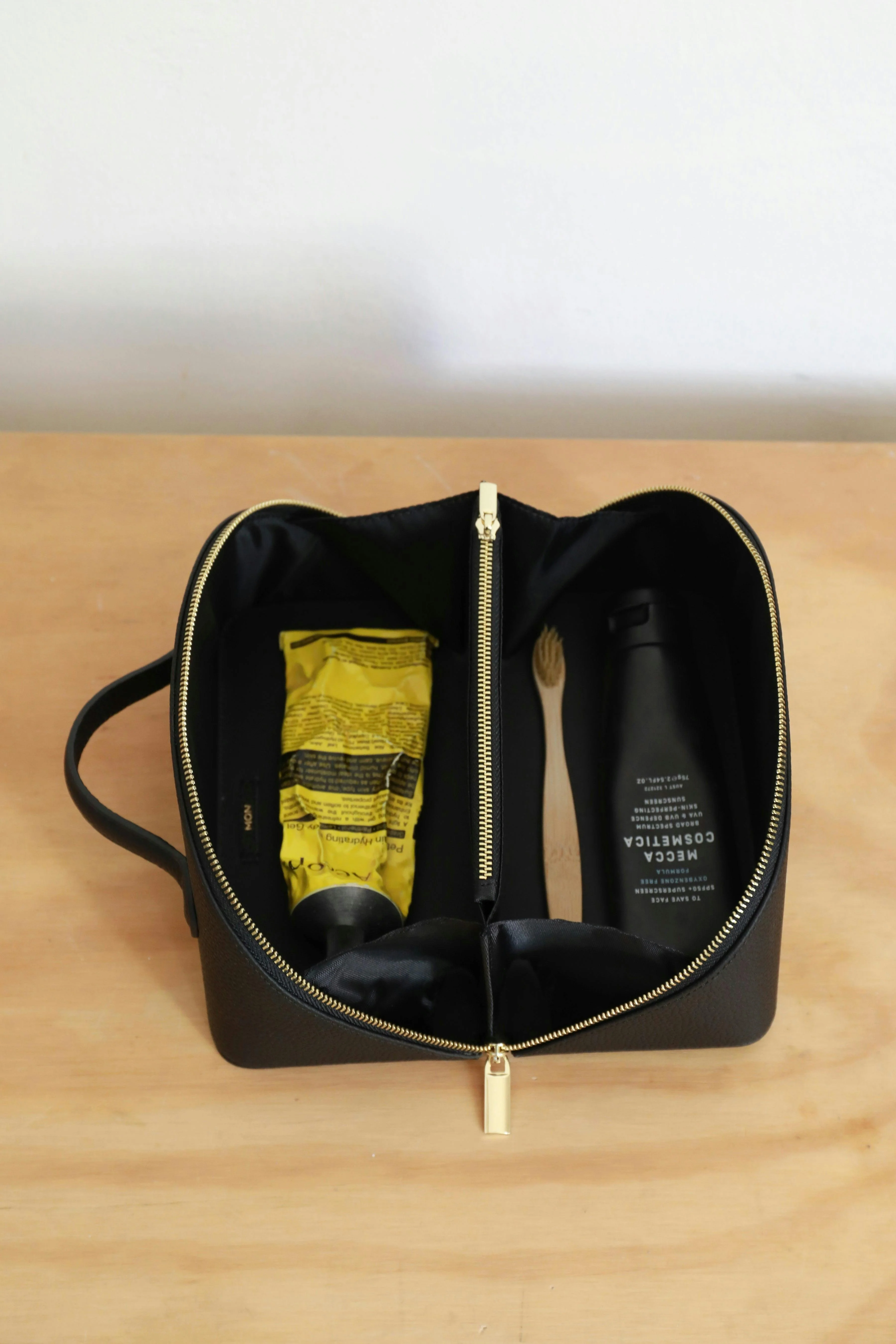 Leather Cosmetic Bag | Black Gold - Image 8