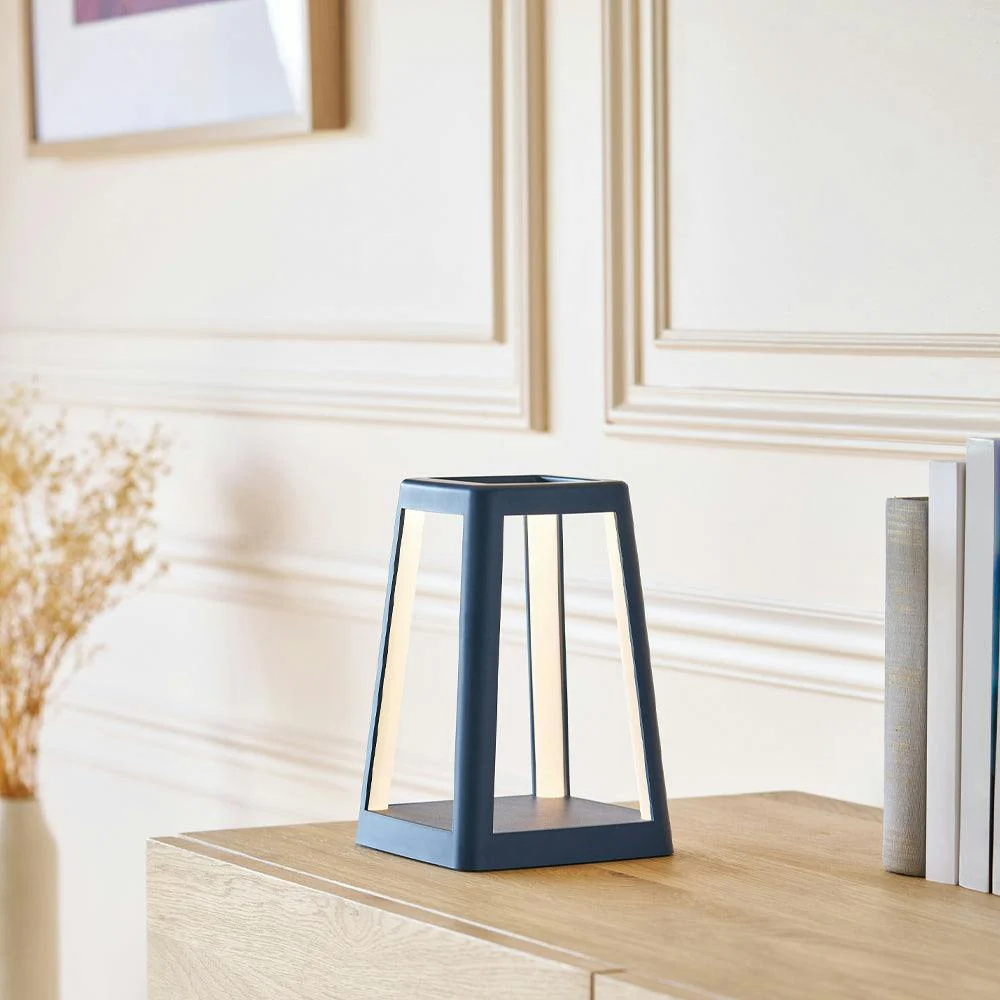 Lexon Lantern Portable Lamp With Built-In Wireless Charger - Blue - Image 4