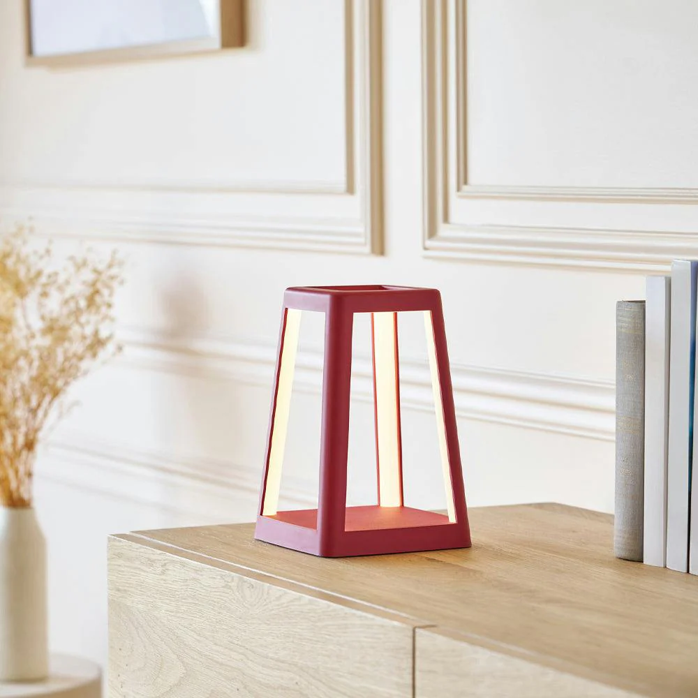 Lexon Lantern Portable Lamp With Built-In Wireless Charger - Red - Image 5