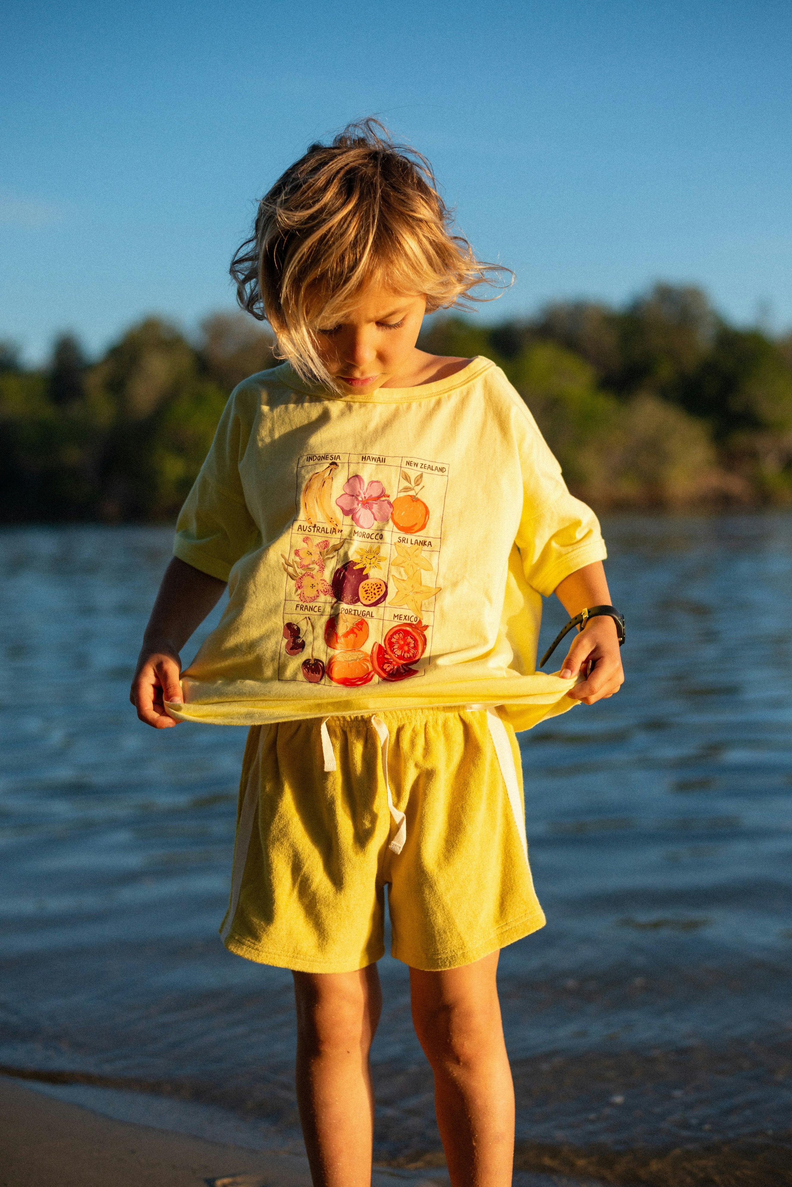 Mini Terry Towelling Shorts in Butter Yellow - Image 3