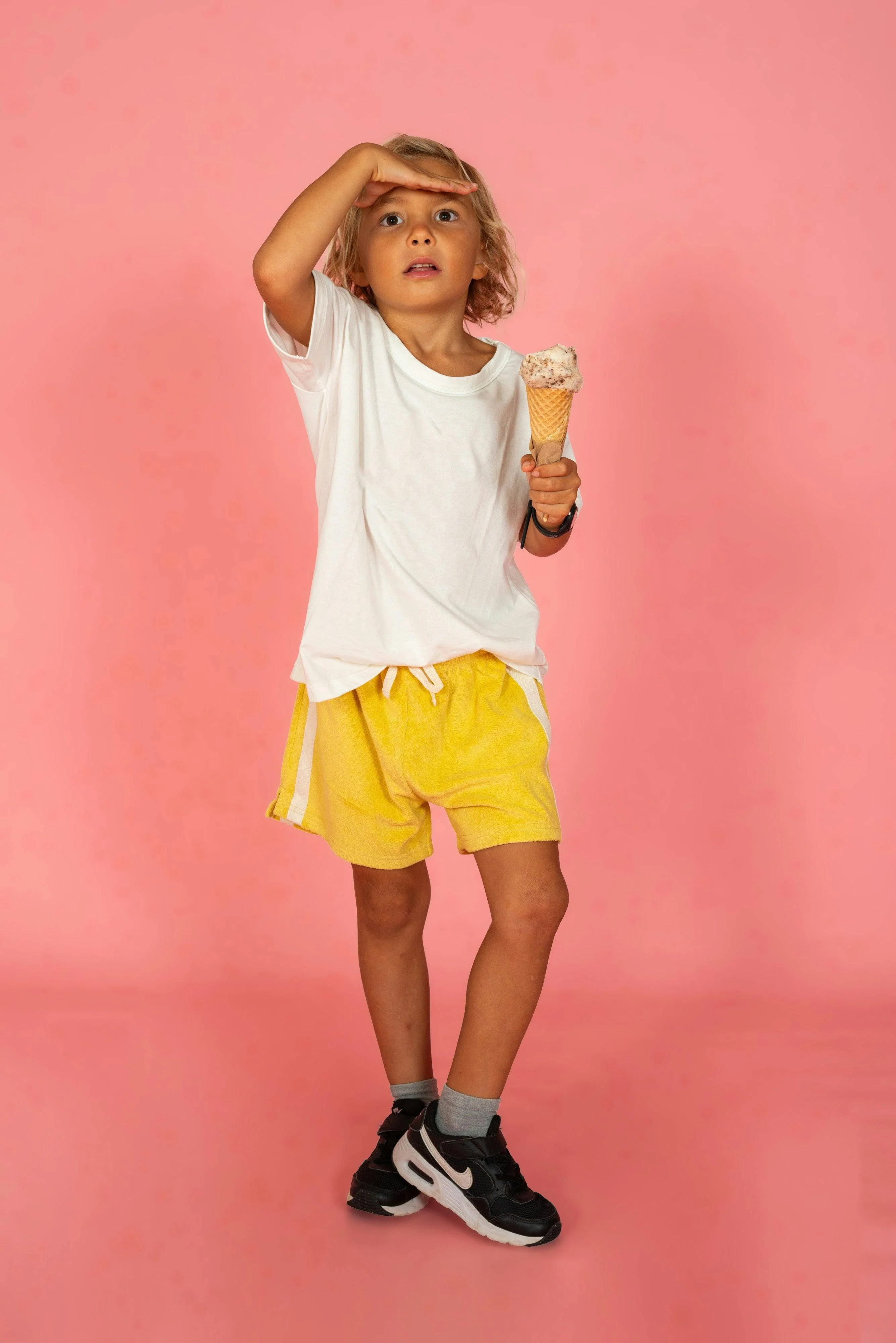 Mini Terry Towelling Shorts in Butter Yellow - Image 4
