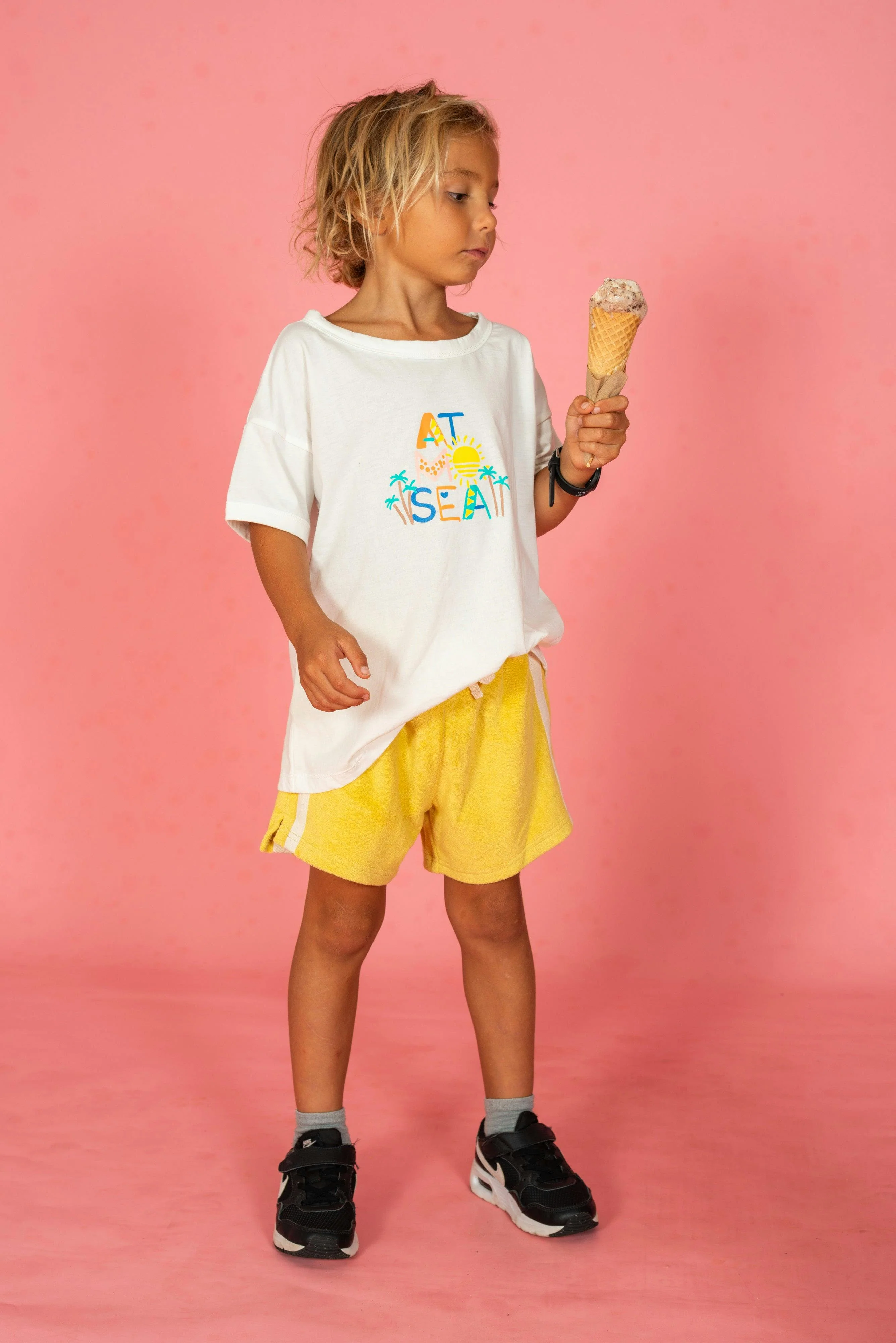 Mini Terry Towelling Shorts in Butter Yellow - Image 9