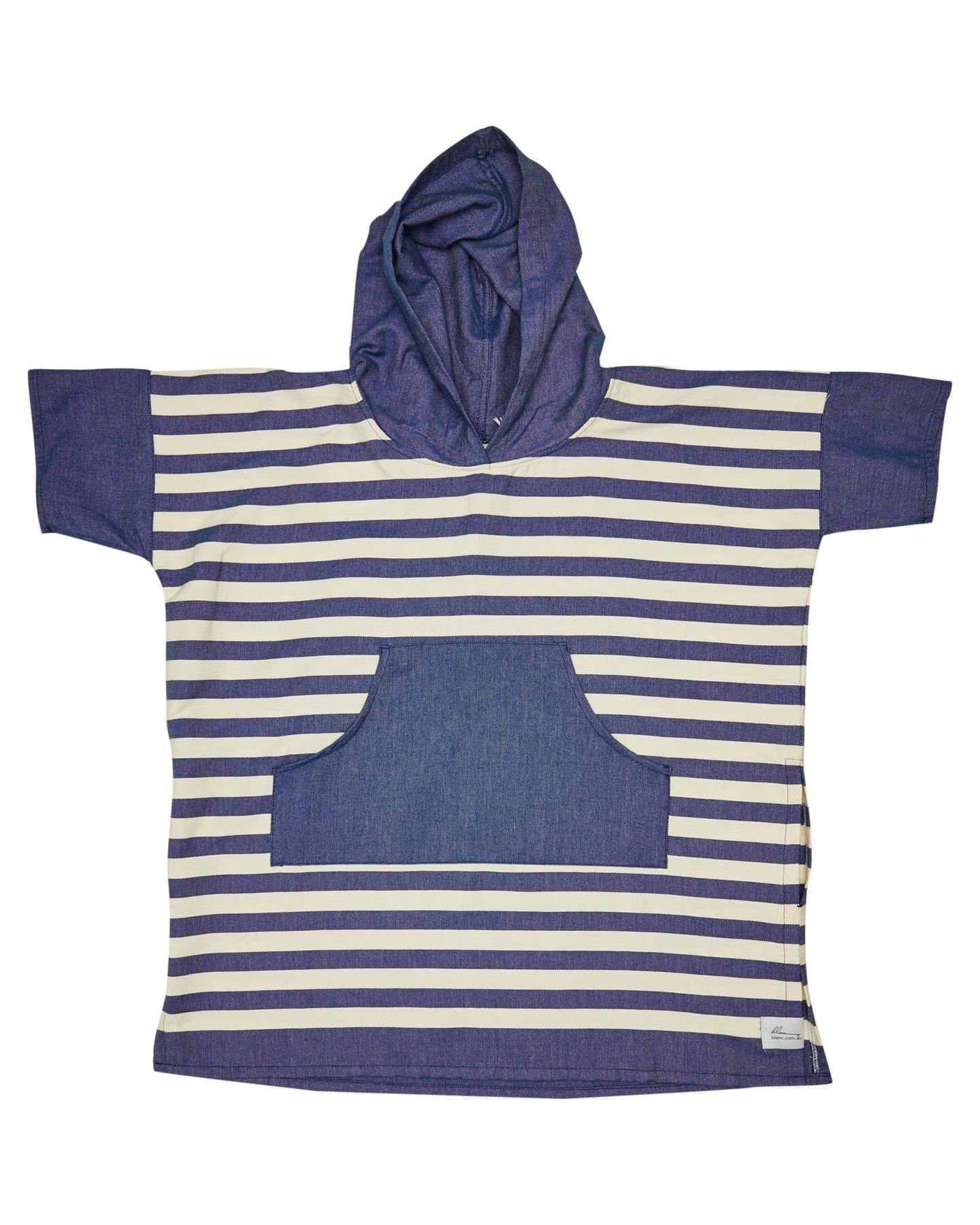 Ocean Blue Stripe Kids Poncho - Image 8