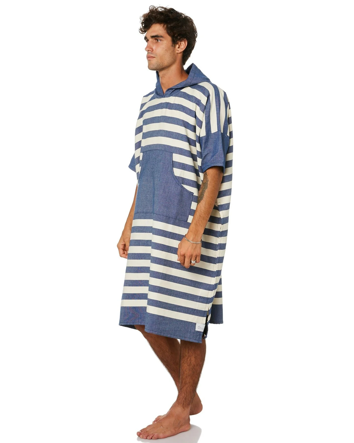 Ocean Blue Stripe Large Poncho - Image 3