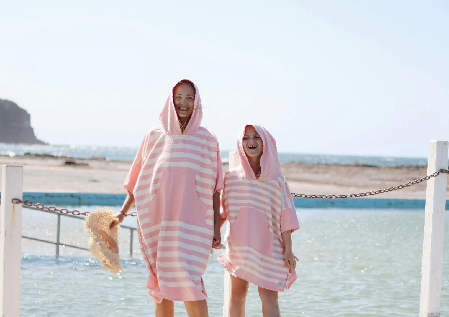 Ocean Pink Stripe Large Poncho - Image 12