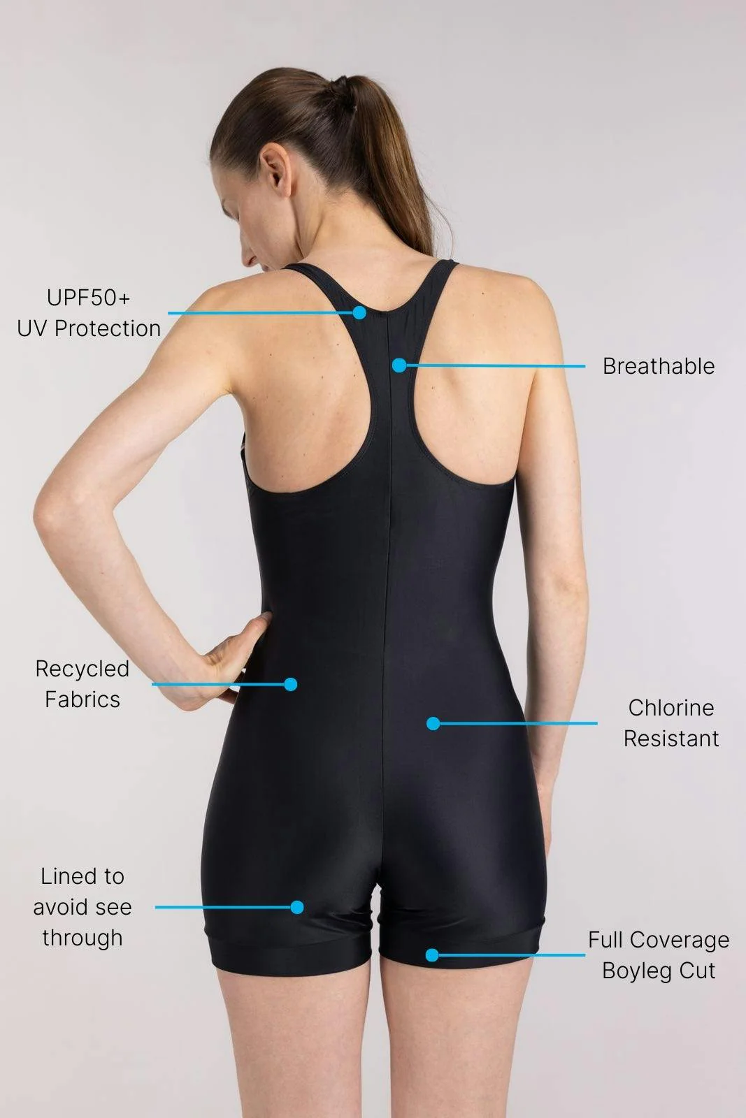 One Piece Swimsuit Boyleg Cut ― Black - Image 3