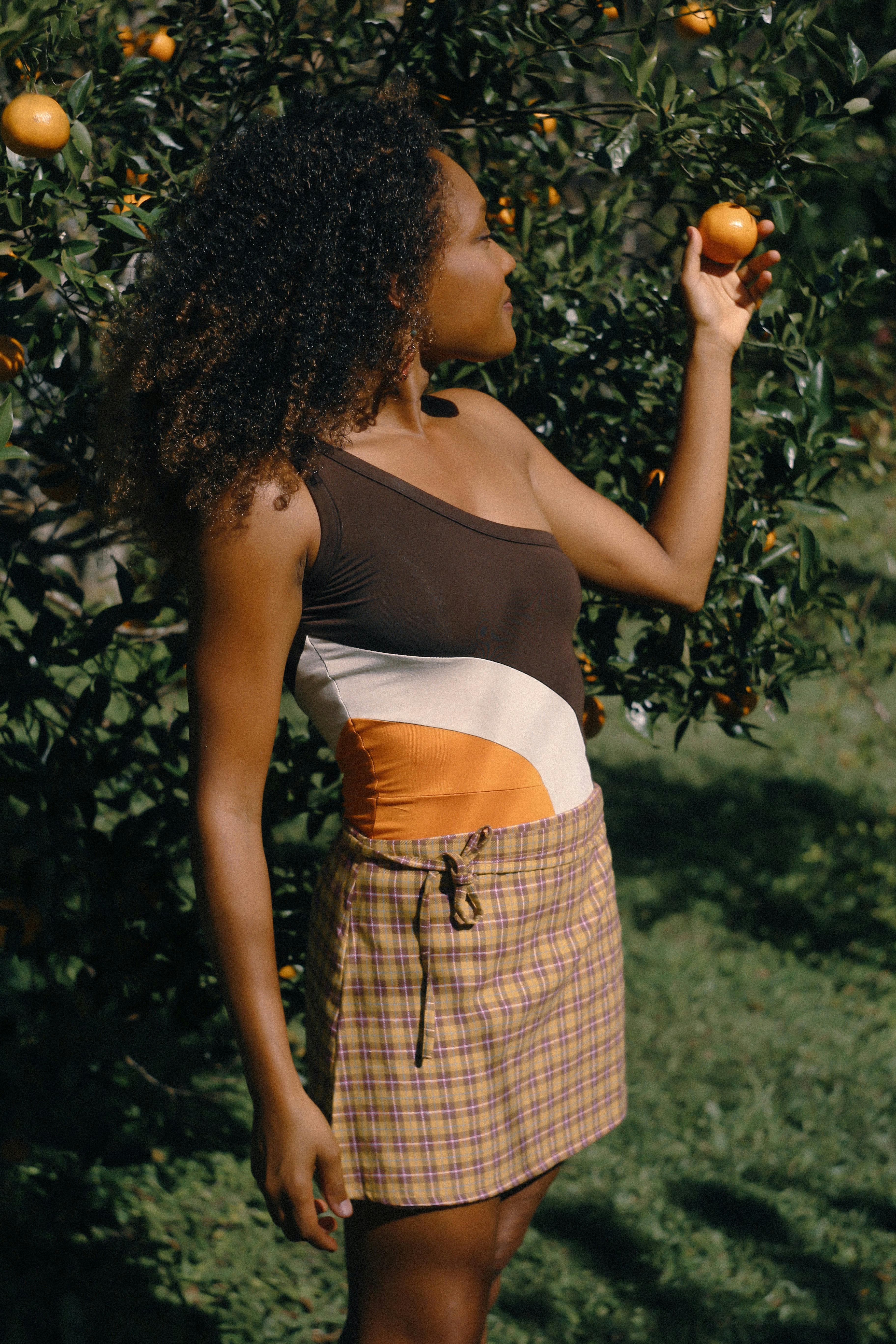 One Shoulder Bamboo Romper in Sunset - Image 7