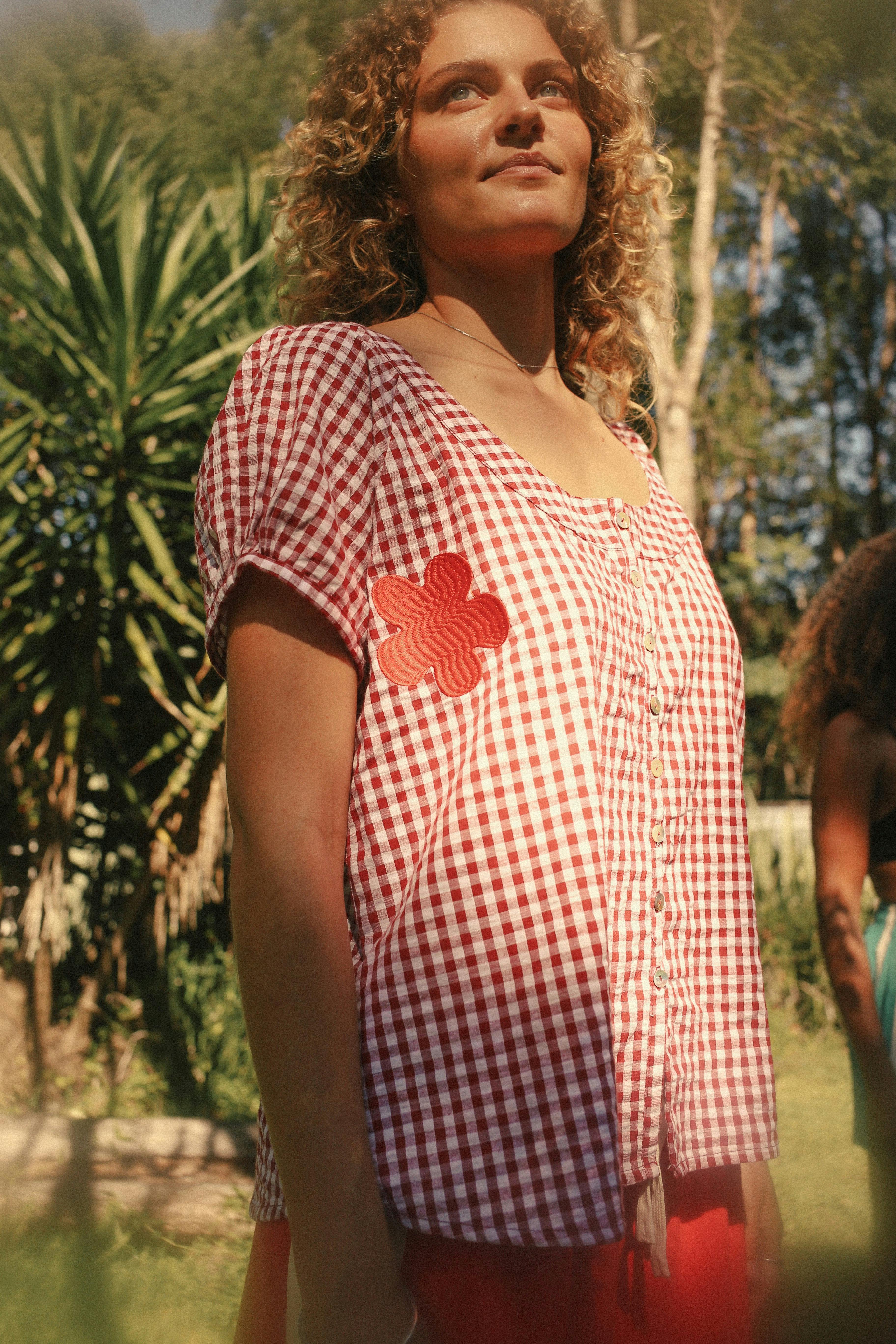 Posy Blouse Red Gingham - Image 8