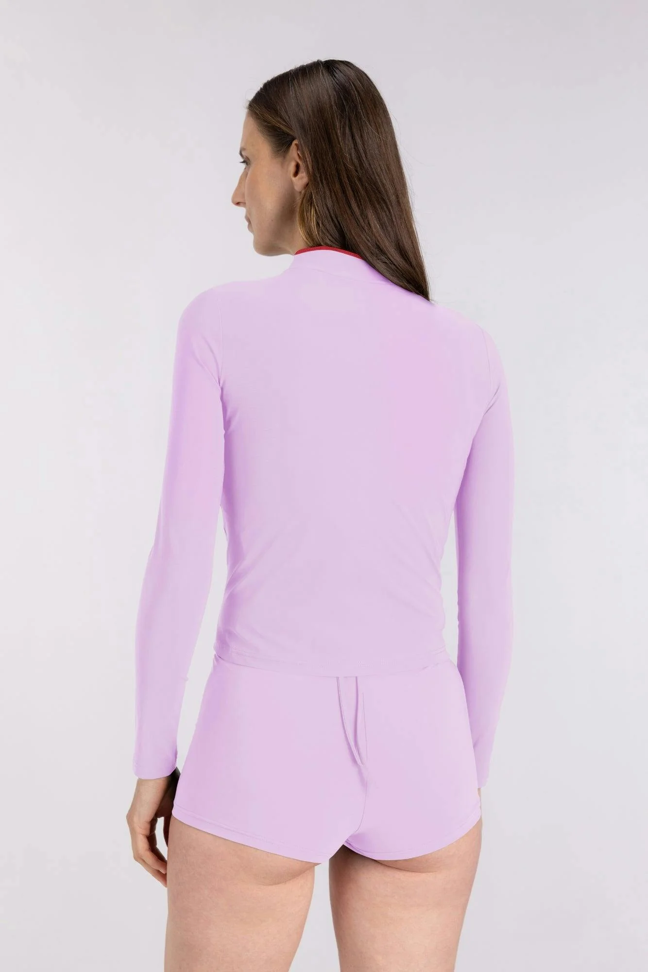 Rash Guard With Zip ― Lilac / Red - Image 3