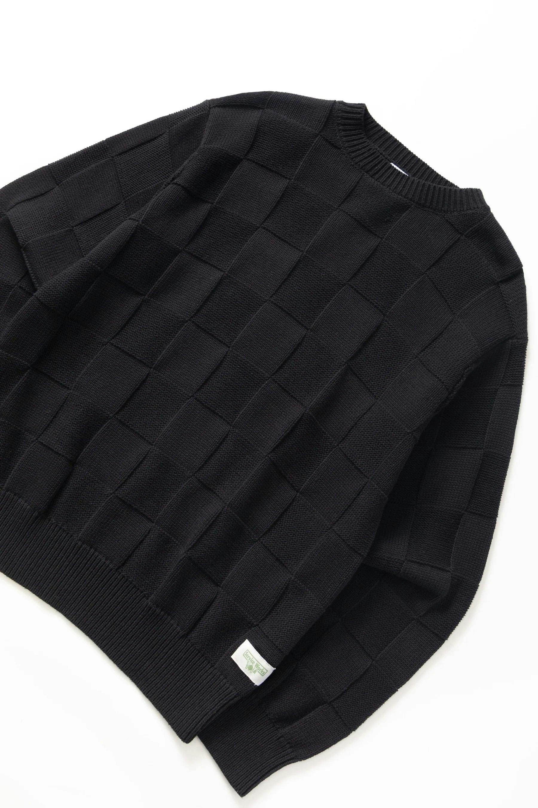 Service Works Check Knit Crewneck in Black - Image 2