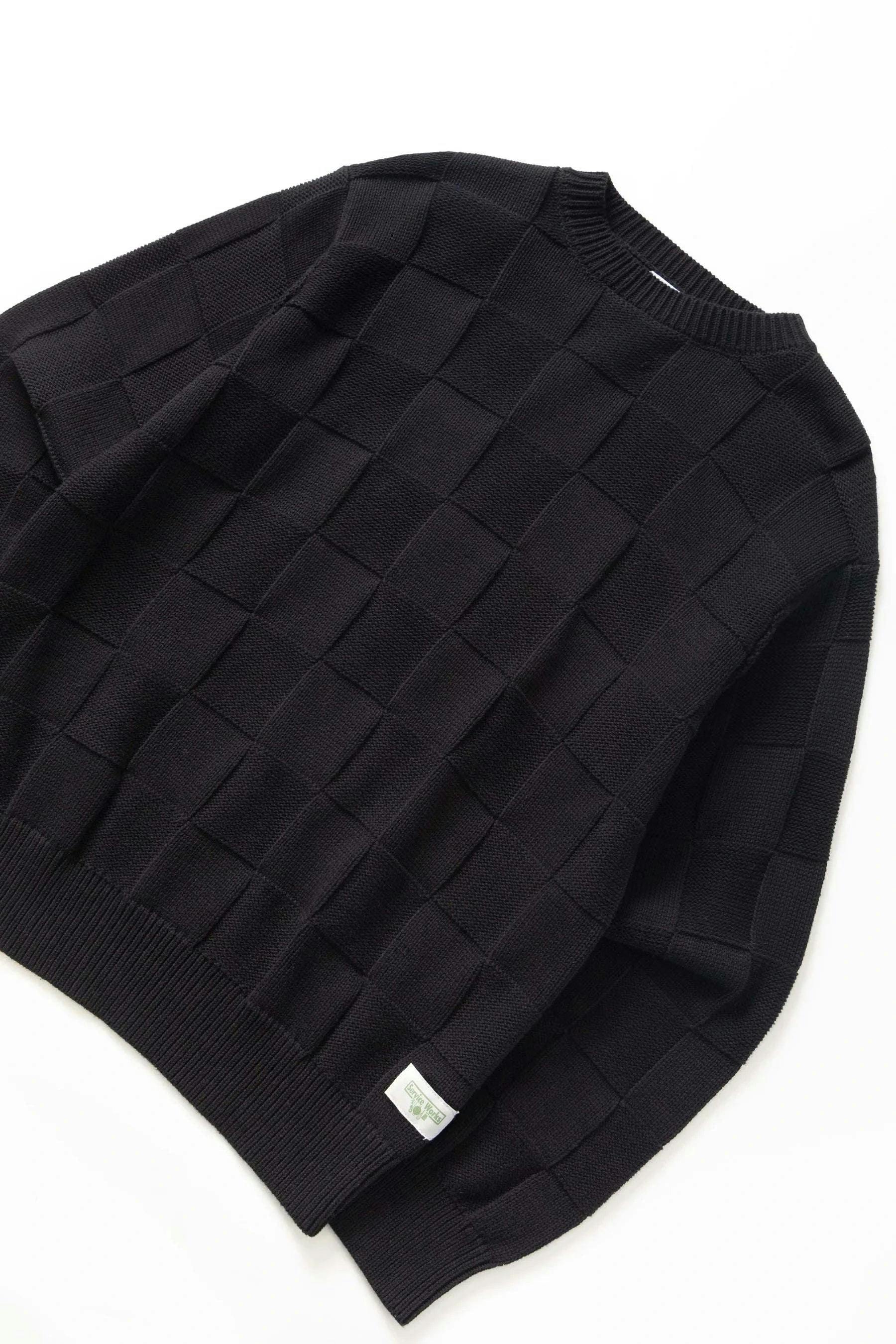 Service Works Check Knit Crewneck in Black - Image 7
