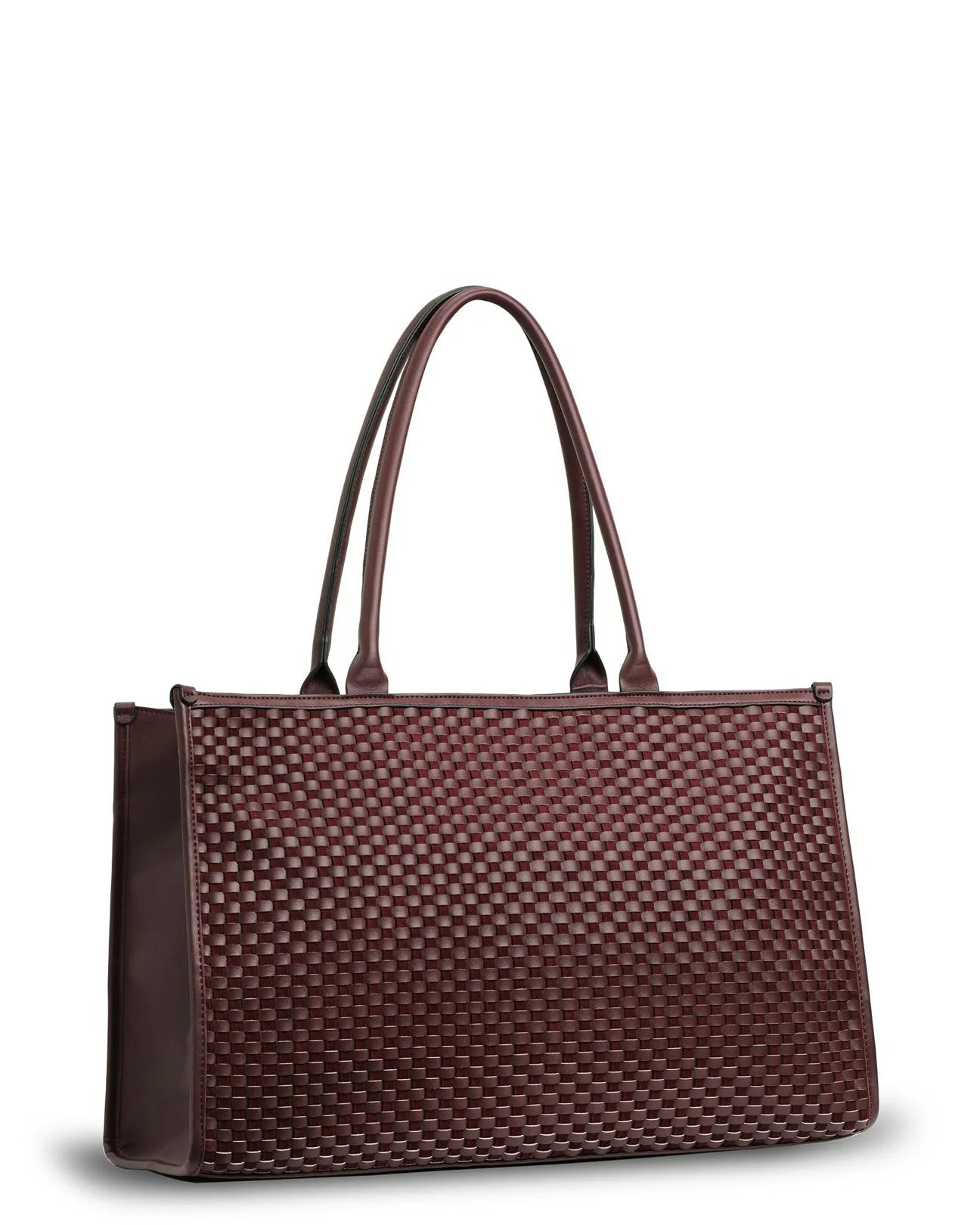 Prene | The Era Bag (BURGUNDY) Woven Suede Vegan Leather Tote Bag - Image 2