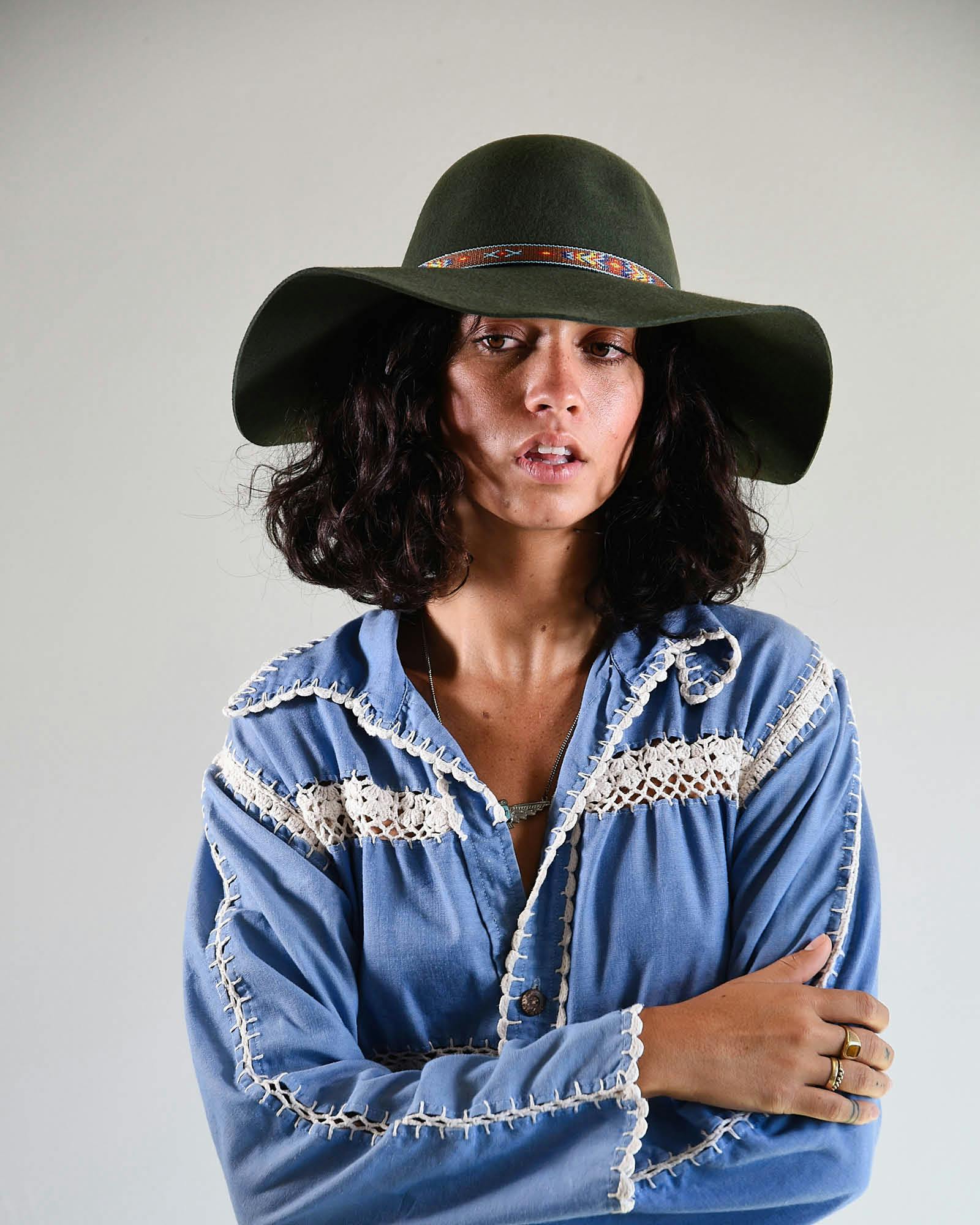 The Little Hippie Floppy Felt Hat - Forest Green - Image 2