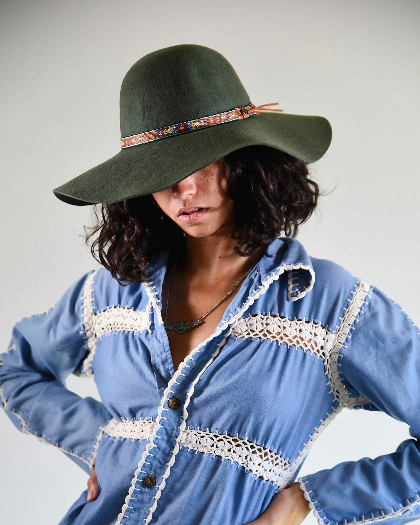 The Little Hippie Floppy Felt Hat - Forest Green - Image 4