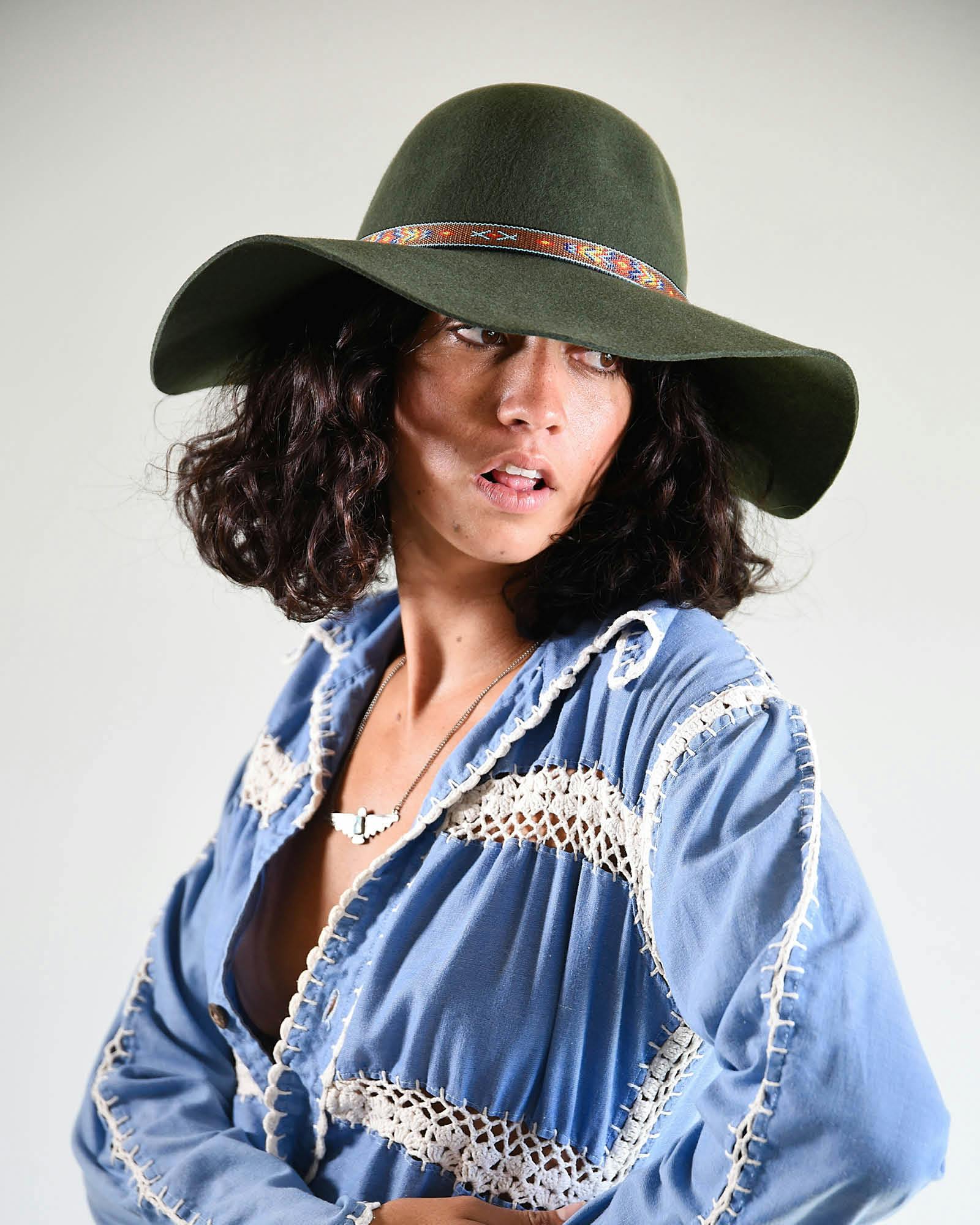 The Little Hippie Floppy Felt Hat - Forest Green - Image 5