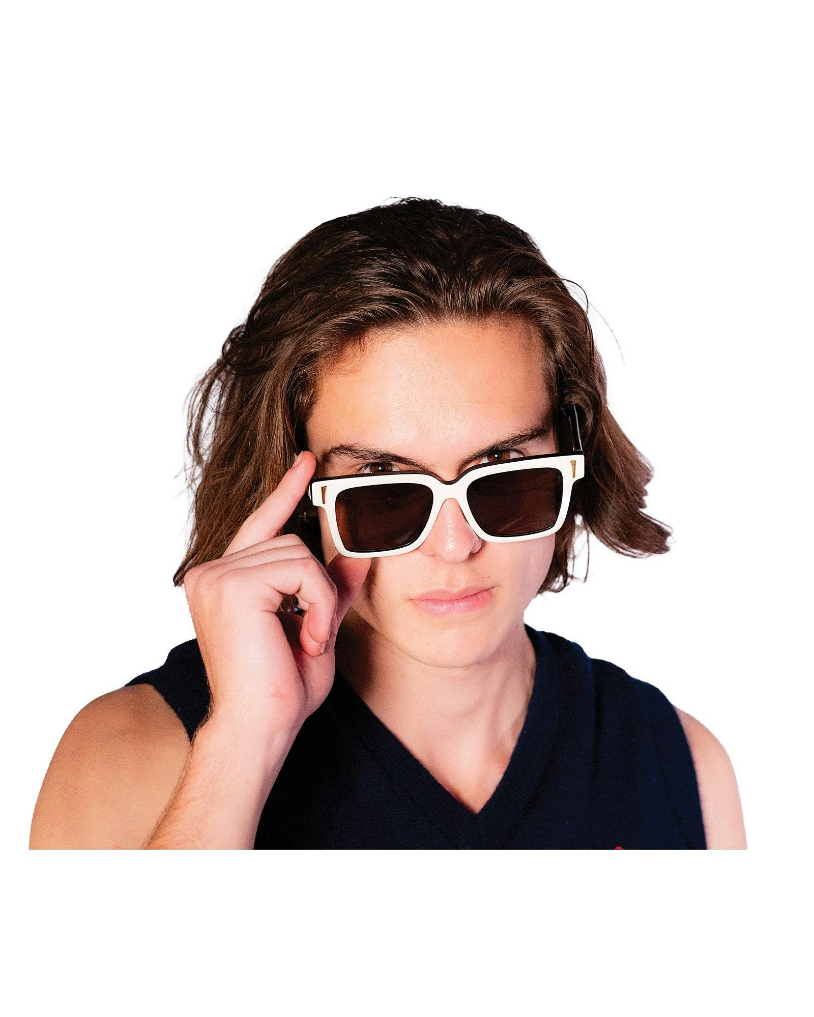 THE SOLAR FLARE – White on Black Sunglasses | Polarised Black Lenses - Image 5