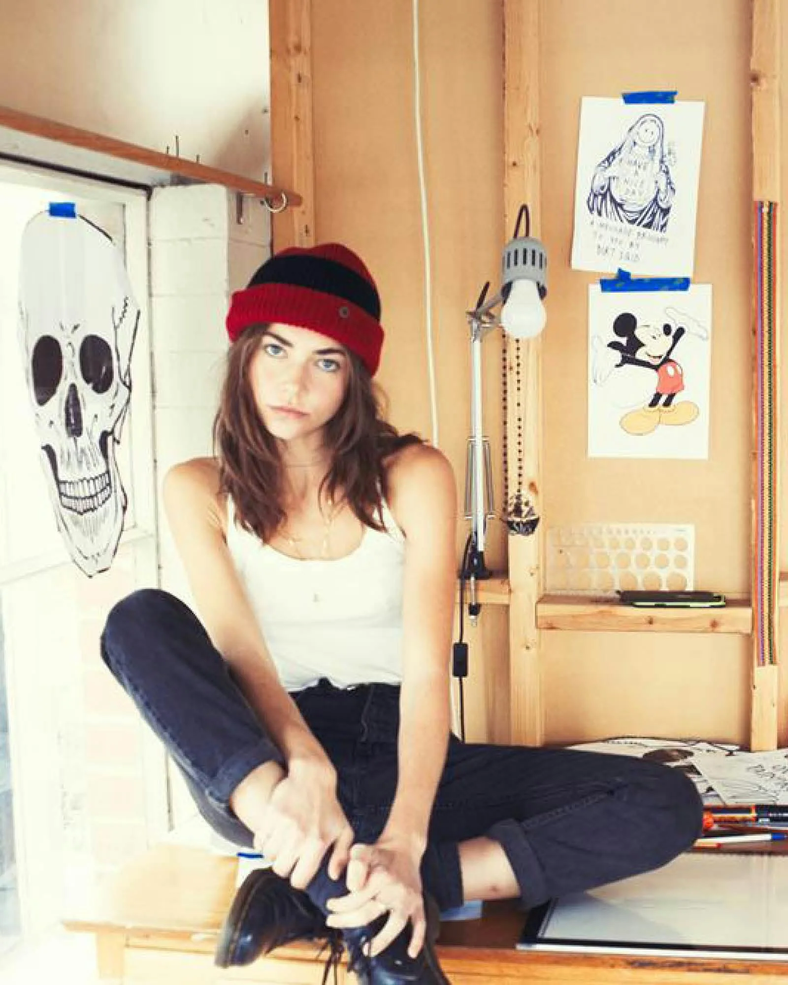The Wally Knit Beanie – Red and Black - Image 4
