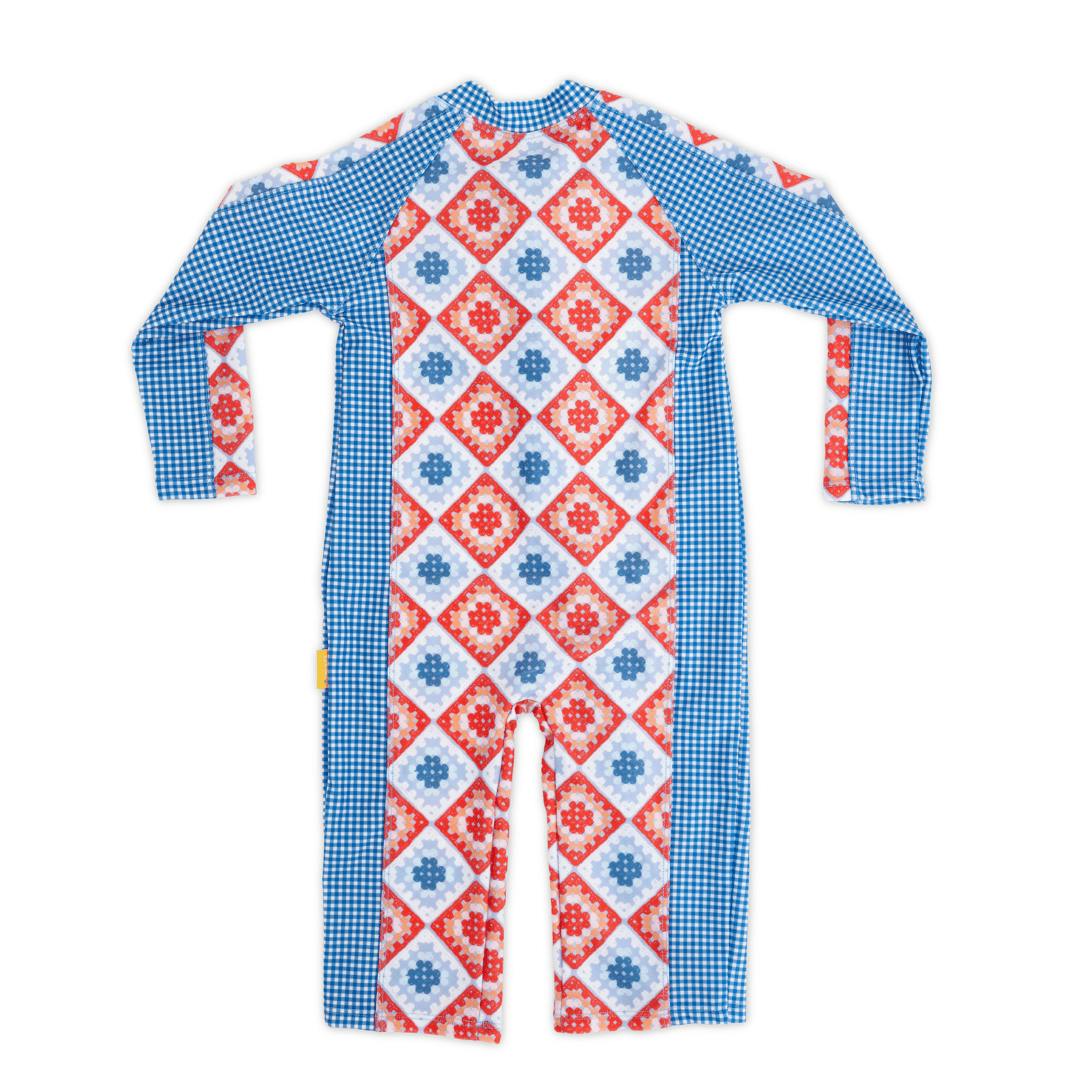 Tyoub Baby Sun-Safe Zip-Up Swimsuit Retro Crochet Square - Image 2