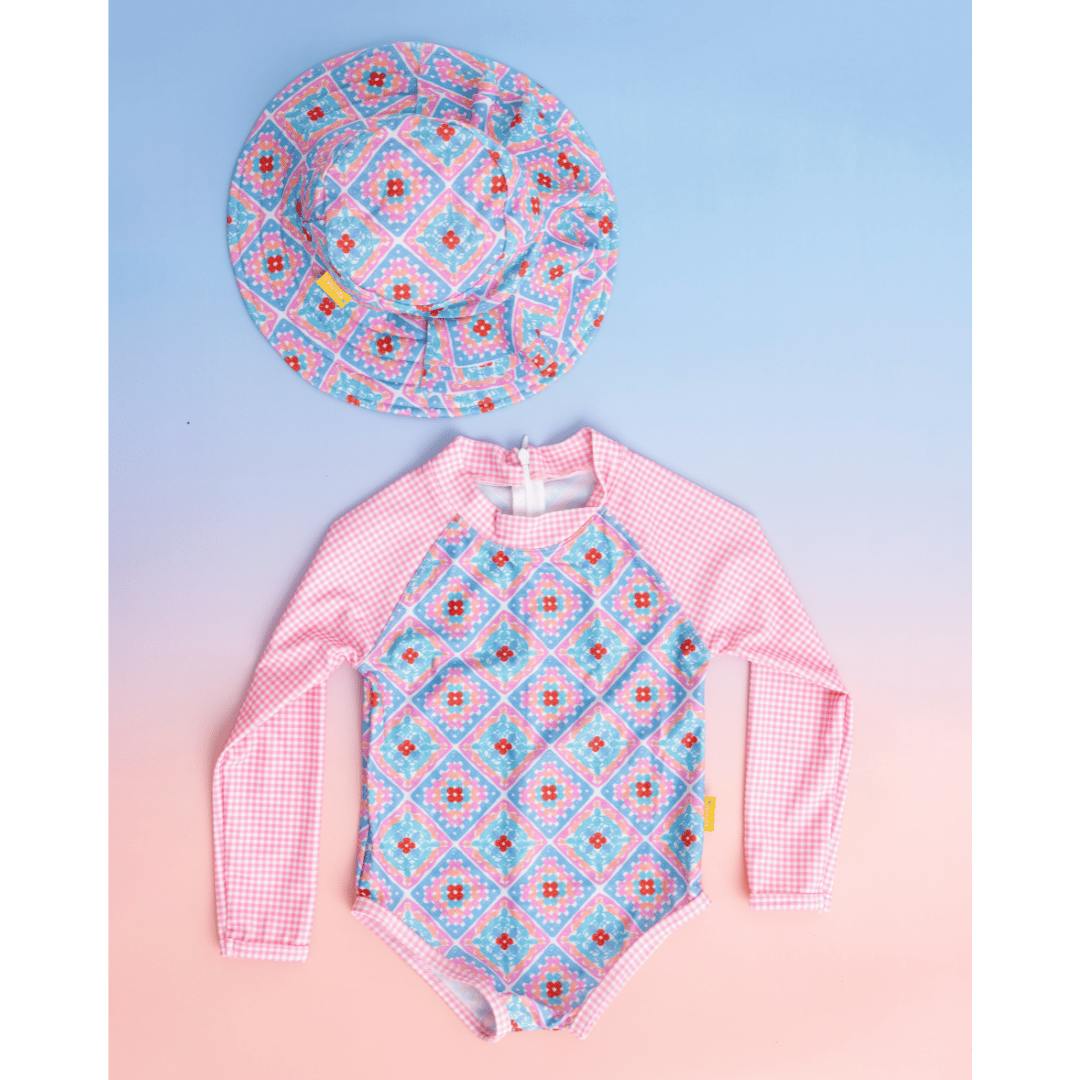 Tyoub Girls Long Sleeve One-Piece Swimsuit Petal Patchwork - Image 3