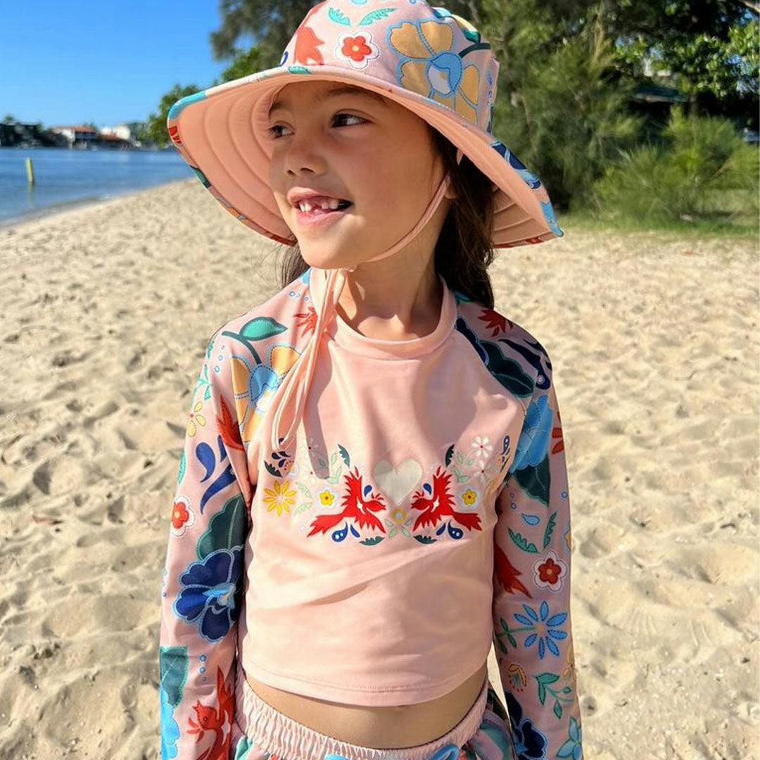 Tyoub Kids Long Sleeved Cropped Rash Vest Phoenix Print | Vanilla - Image 6