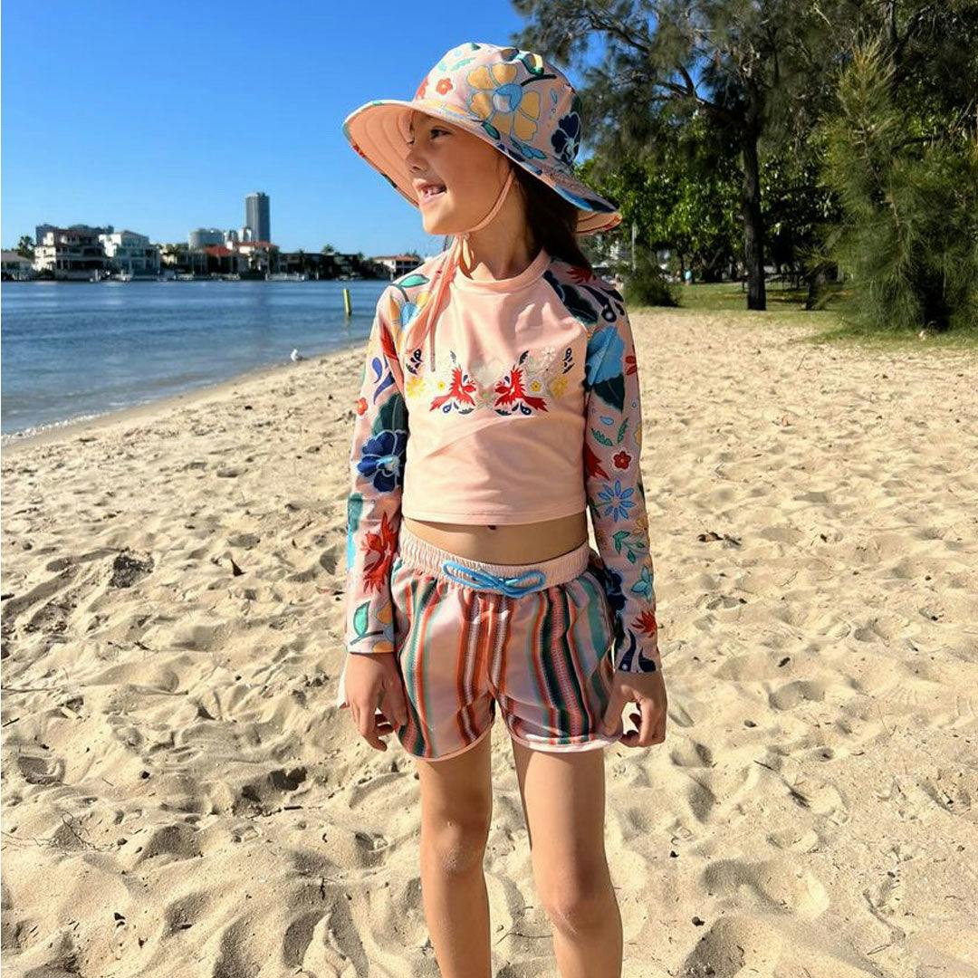 Tyoub Kids Long Sleeved Cropped Rash Vest Phoenix Print | Vanilla - Image 7