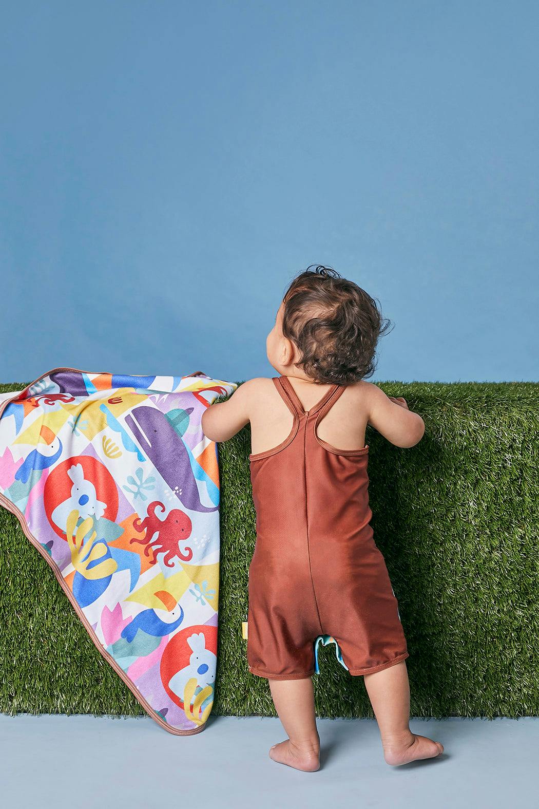 Tyoub Kids Racer Back Kneesuit Zootie Ocean Glass Green | Brown - Image 5