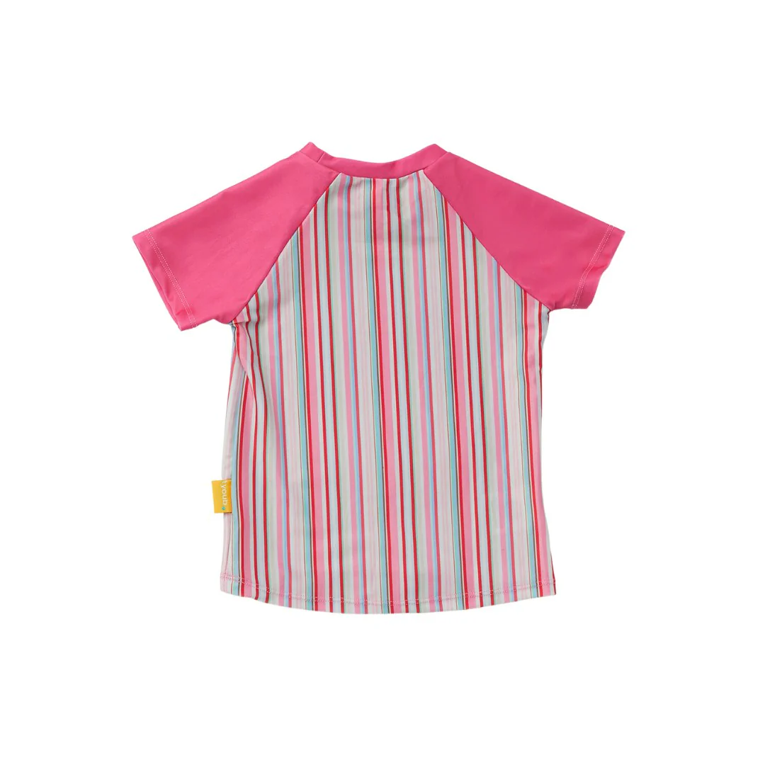 Tyoub Kids Short Sleeve Rash Guard Gelato Stripe | Pink - Image 2