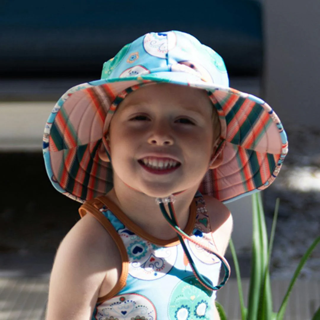 Tyoub Kids Wide Brim Bucket Hat Skulls Serape Stripe - Image 5