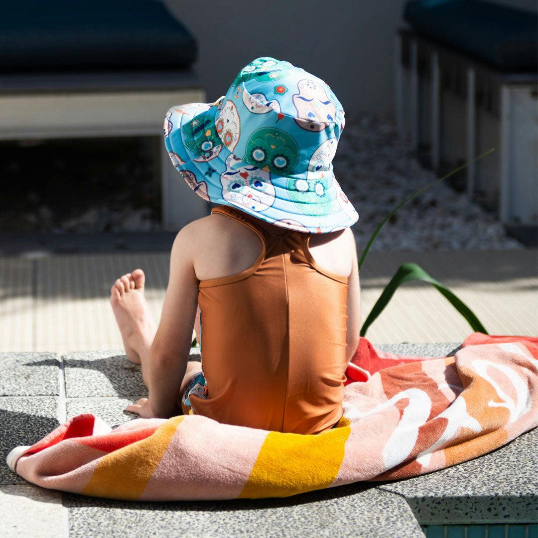 Tyoub Kids Wide Brim Bucket Hat Skulls Serape Stripe - Image 6