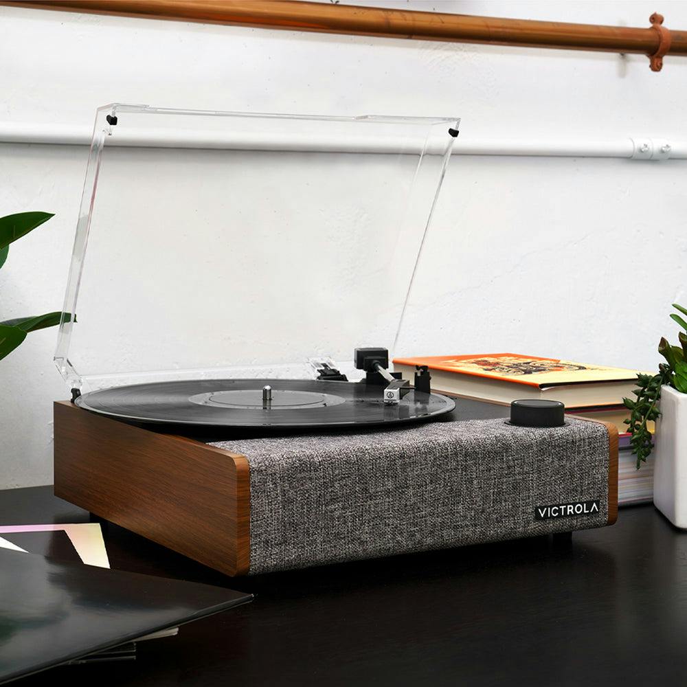 Victrola Eastwood II Turntable - Walnut + Bundled Record Storage Crate - Image 2