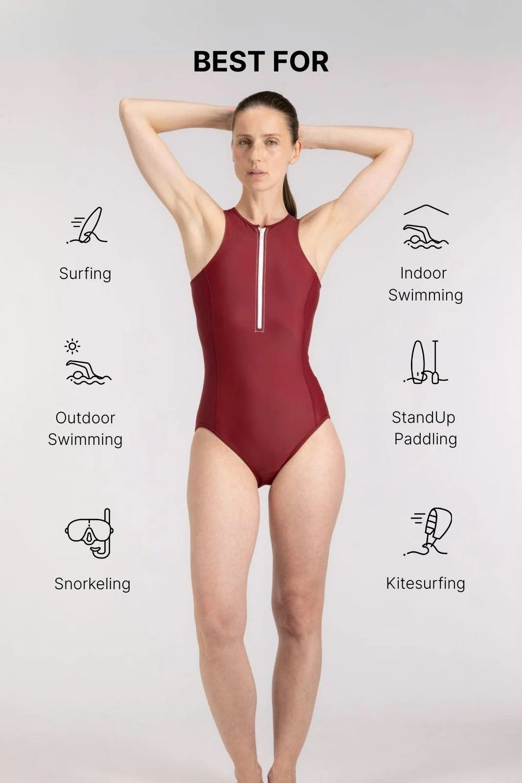 Yemaya One Piece Swimsuit Full Coverage ― Red - Image 16