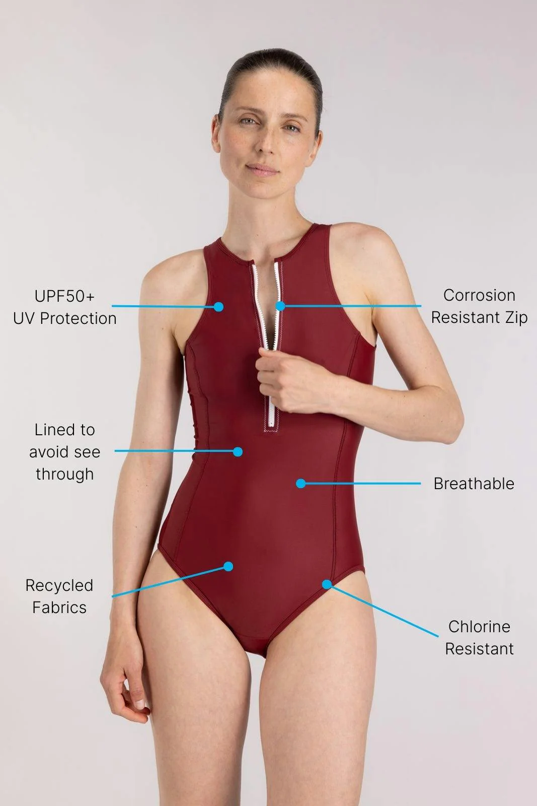 Yemaya One Piece Swimsuit Full Coverage ― Red - Image 4