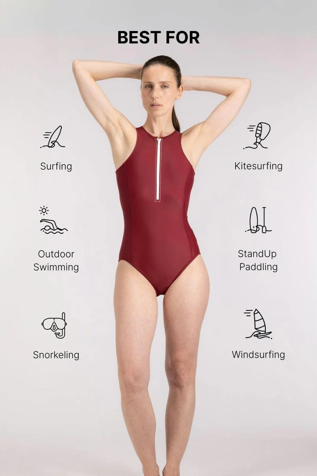 Yemaya One Piece Swimsuit Full Coverage ― Red - Image 5